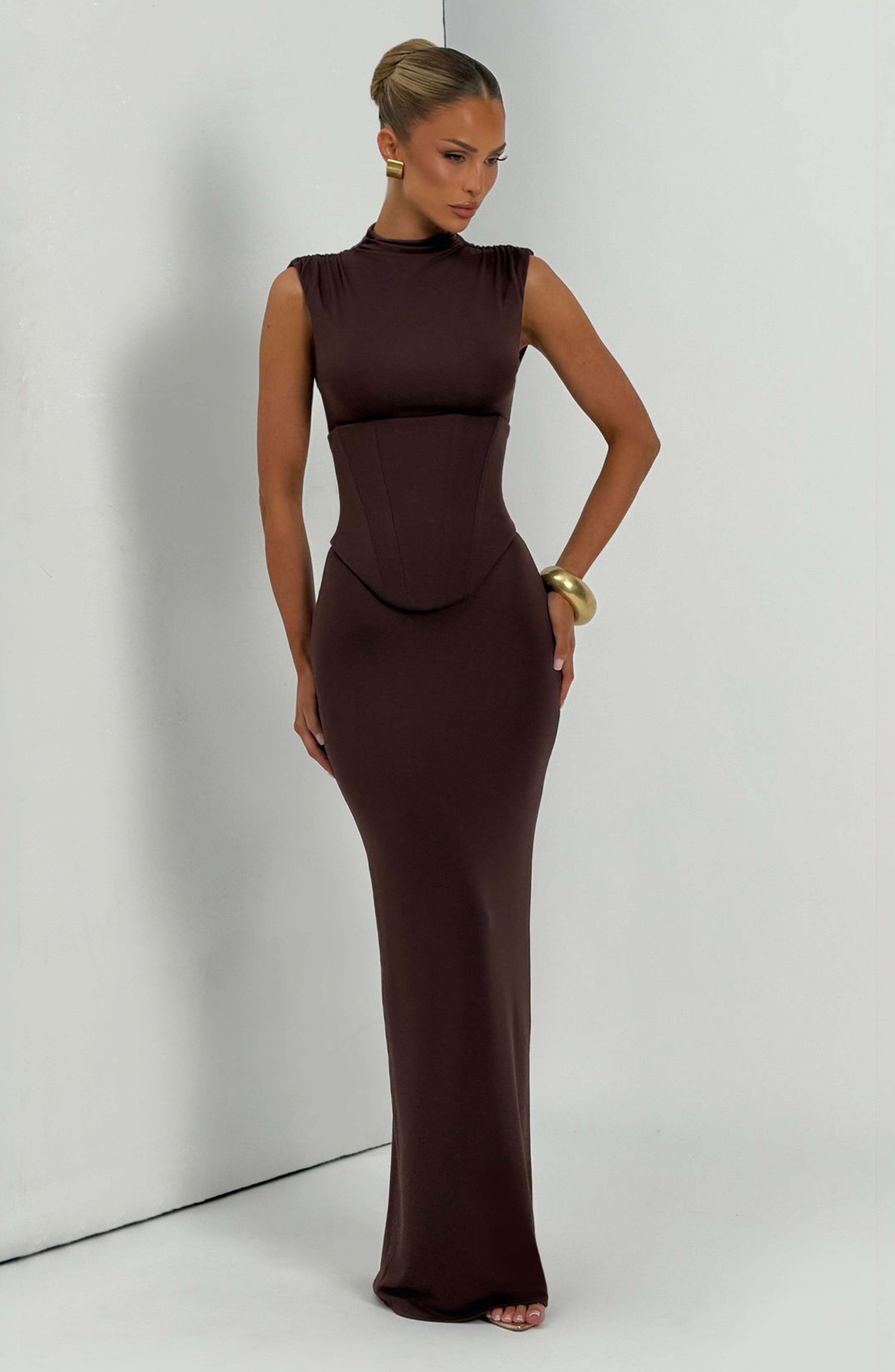 Soline Maxi Dress - Plum Brown - Image 8