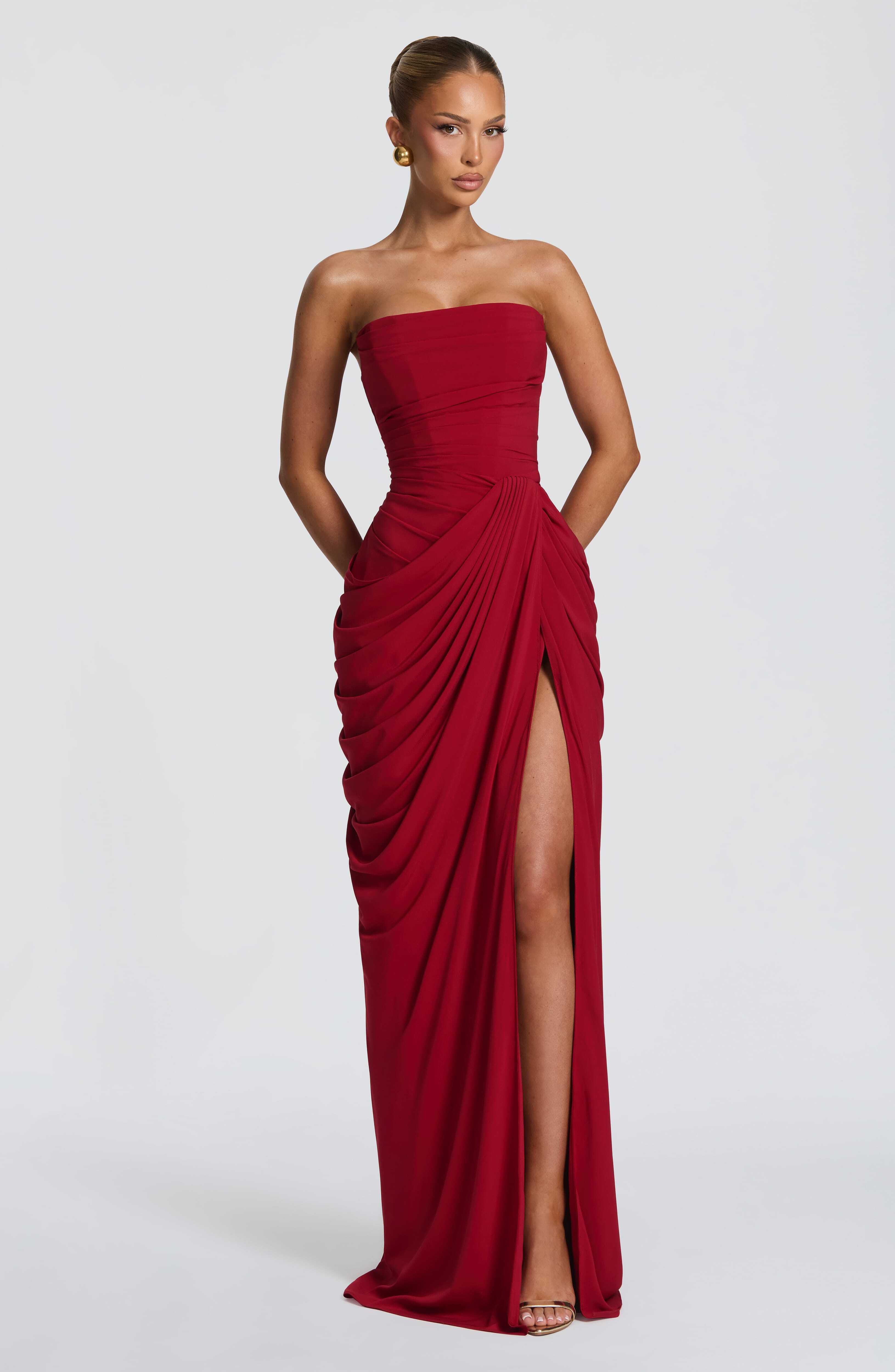 Cyra Maxi Dress - Deep Red