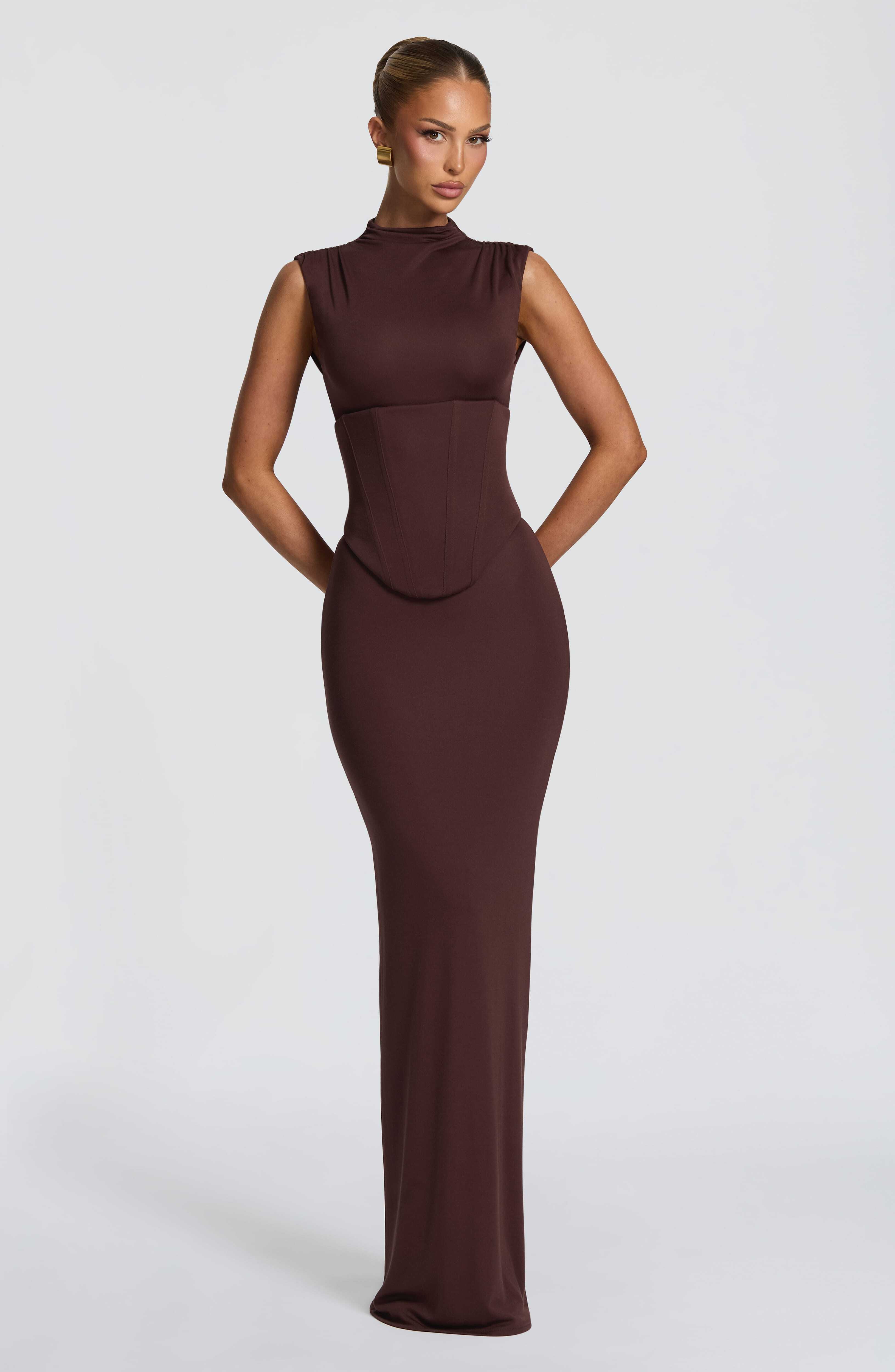 Soline Maxi Dress - Plum Brown