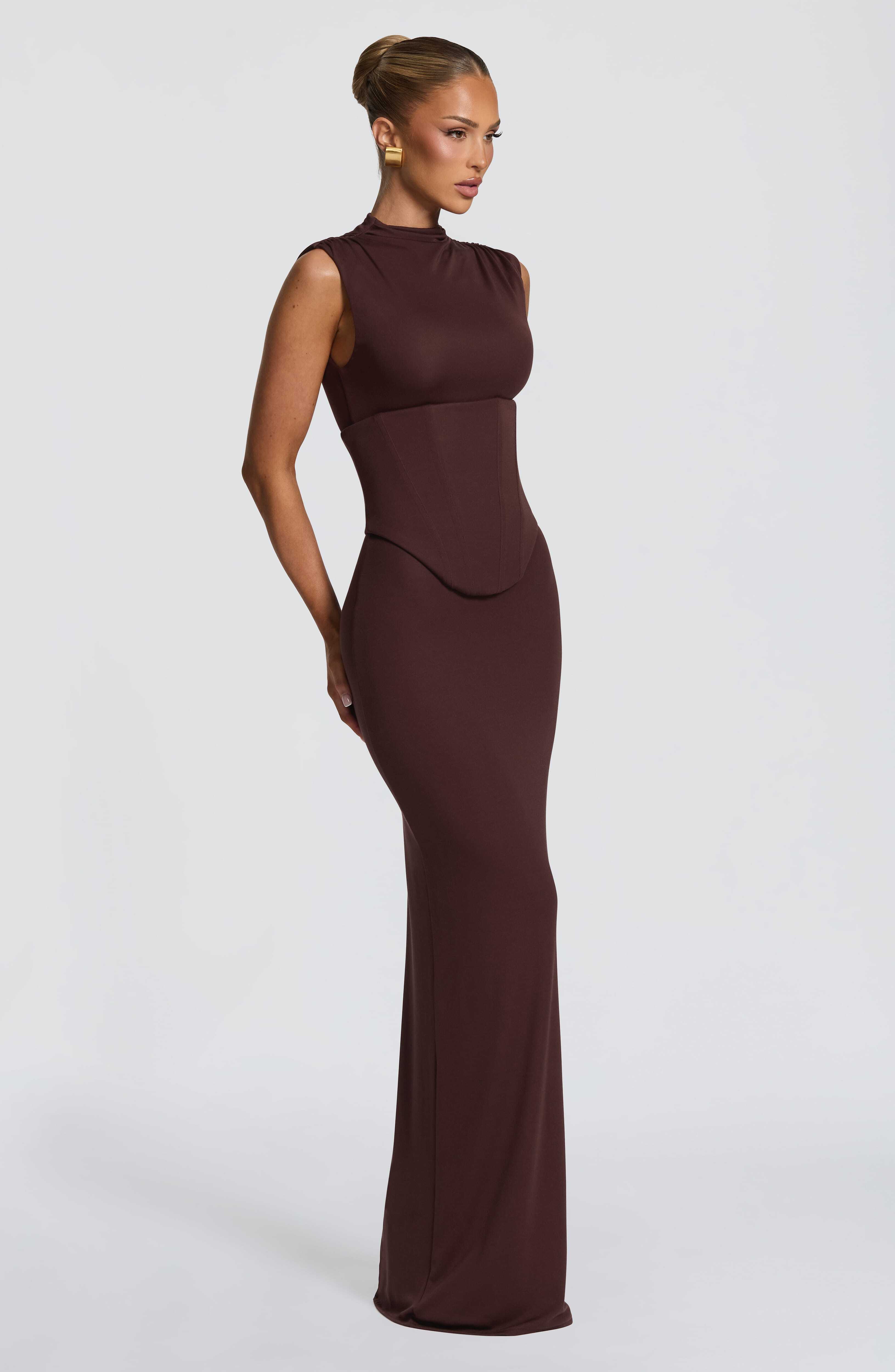 Soline Maxi Dress - Plum Brown - Image 4