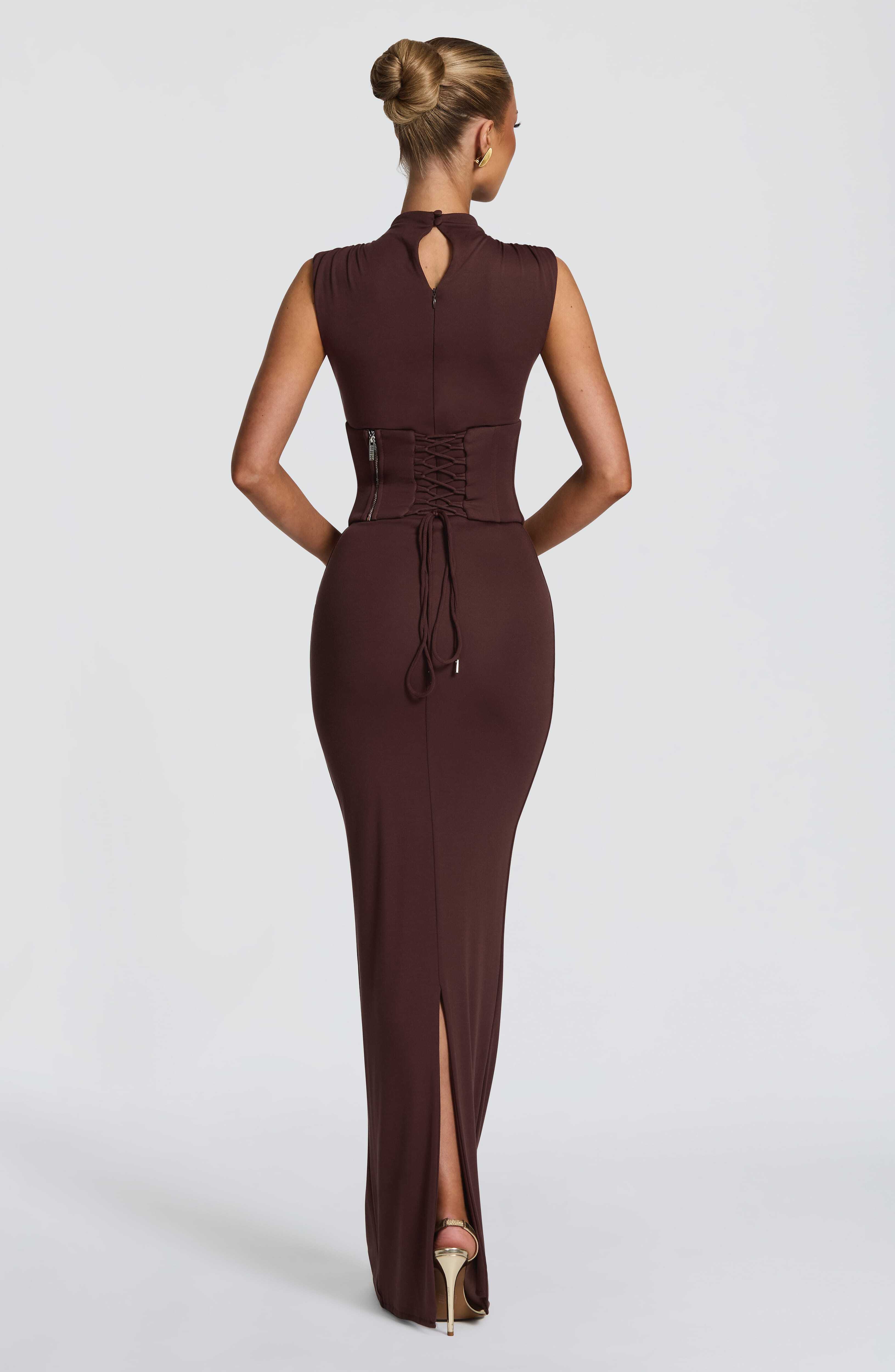 Soline Maxi Dress - Plum Brown - Image 3