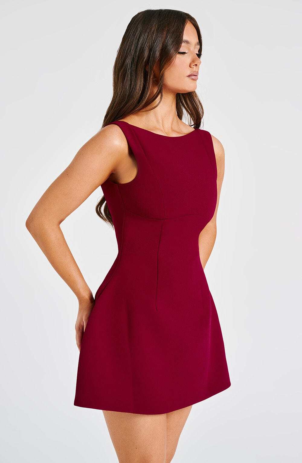 Alana Mini Dress - Wine - Image 5
