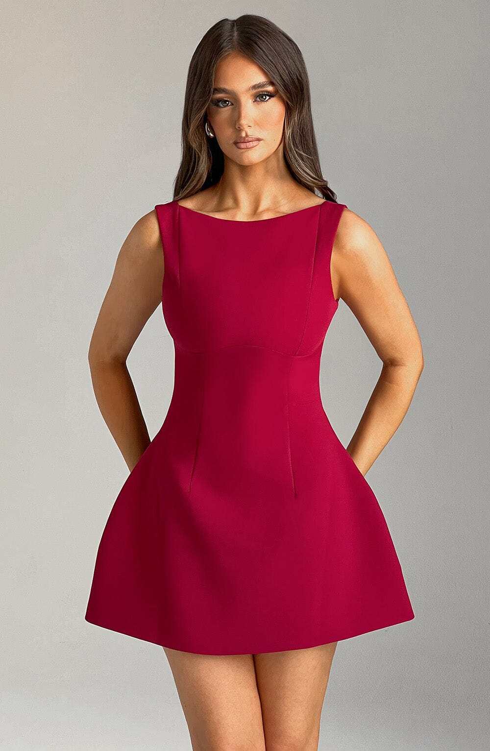Alana Mini Dress - Wine - Image 7