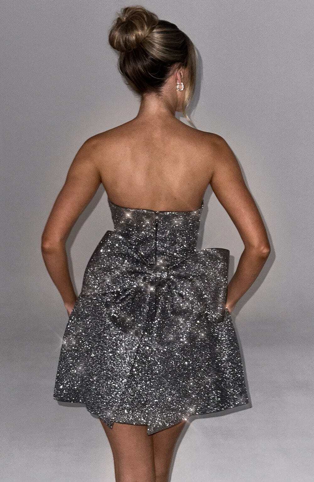 Alice Mini Dress - Grey Sparkle - Image 3