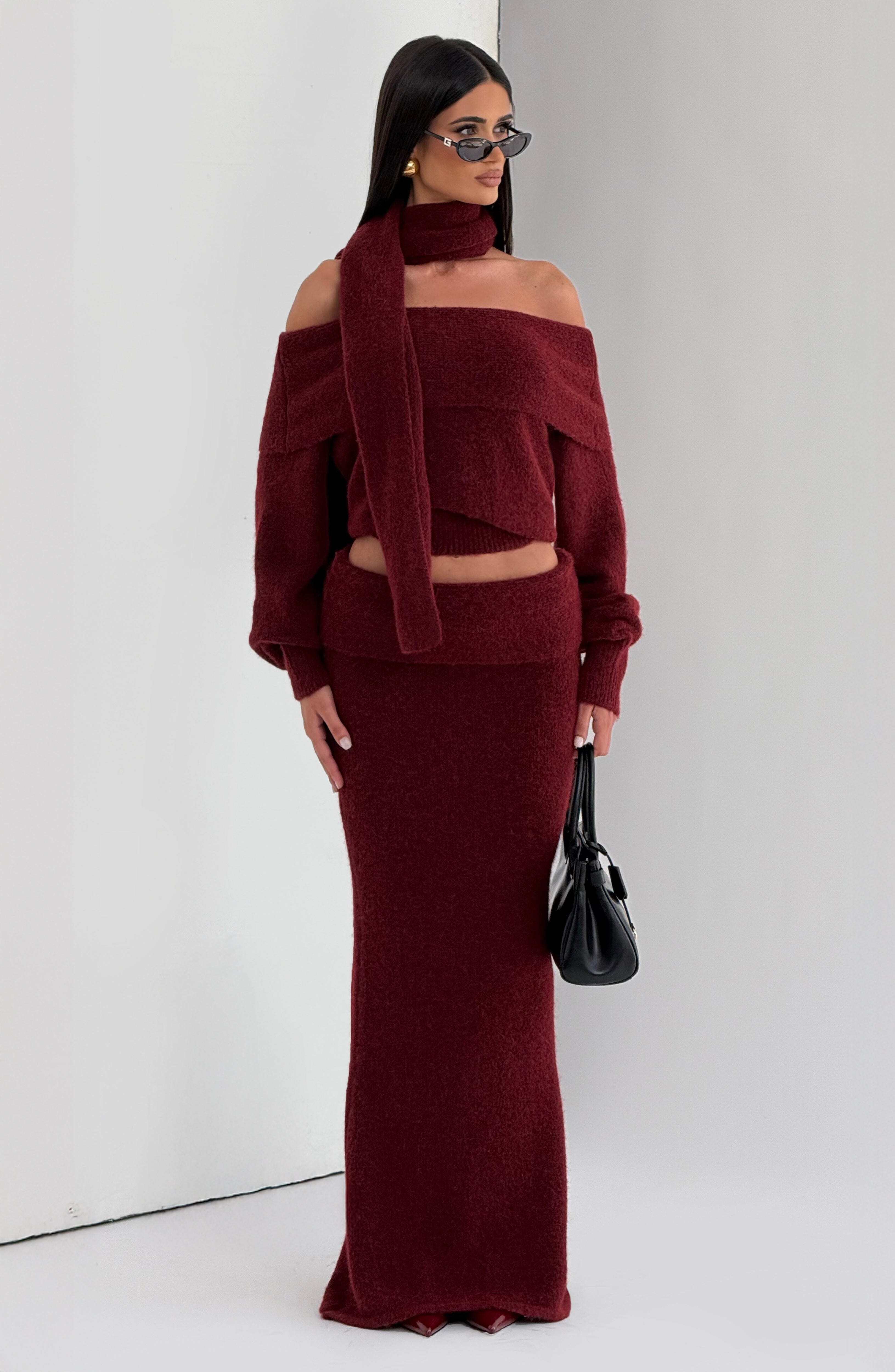 Andie Maxi Skirt - Burgundy - Image 7