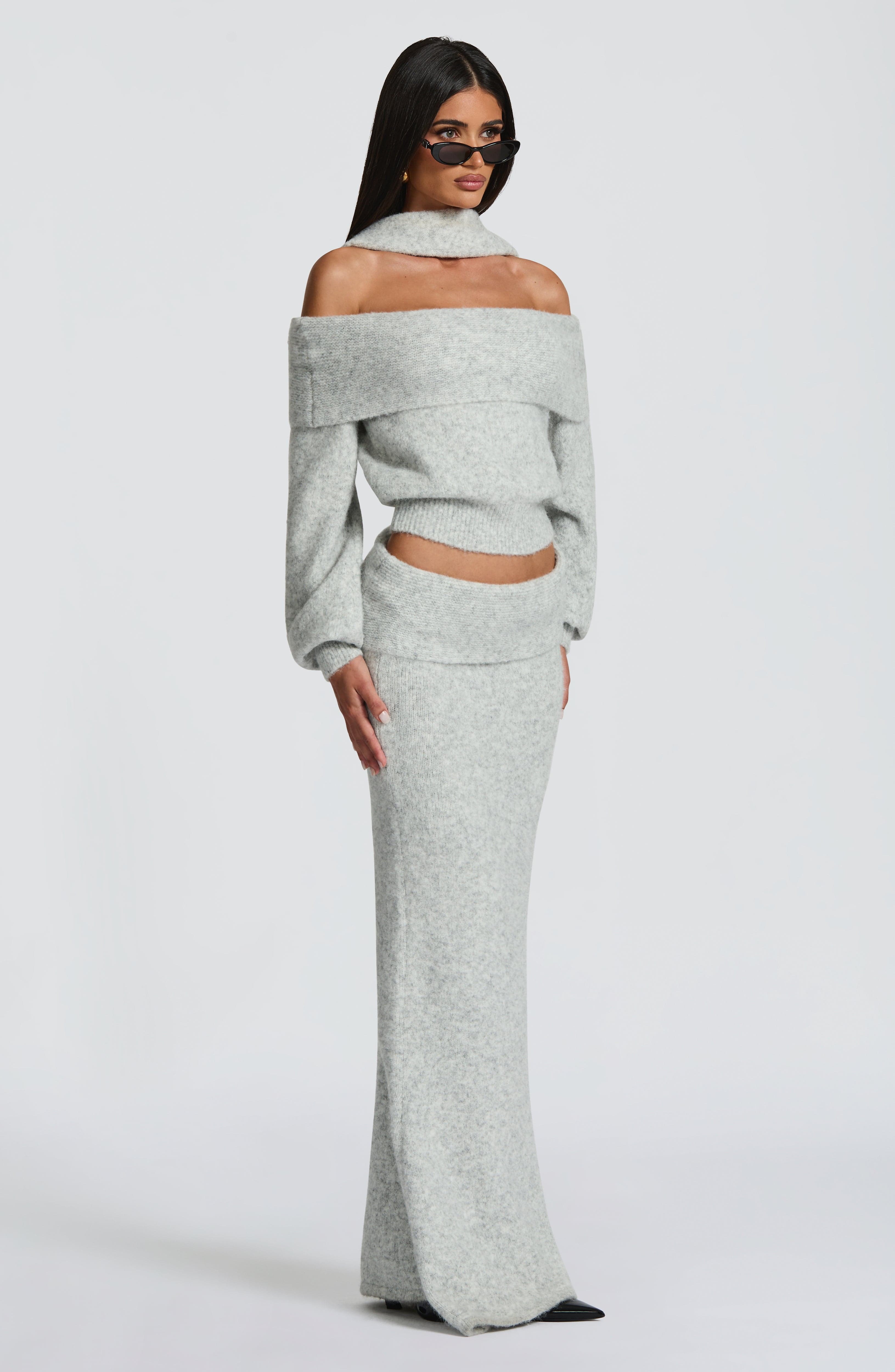 Andie Maxi Skirt - Light Grey Marl - Image 2