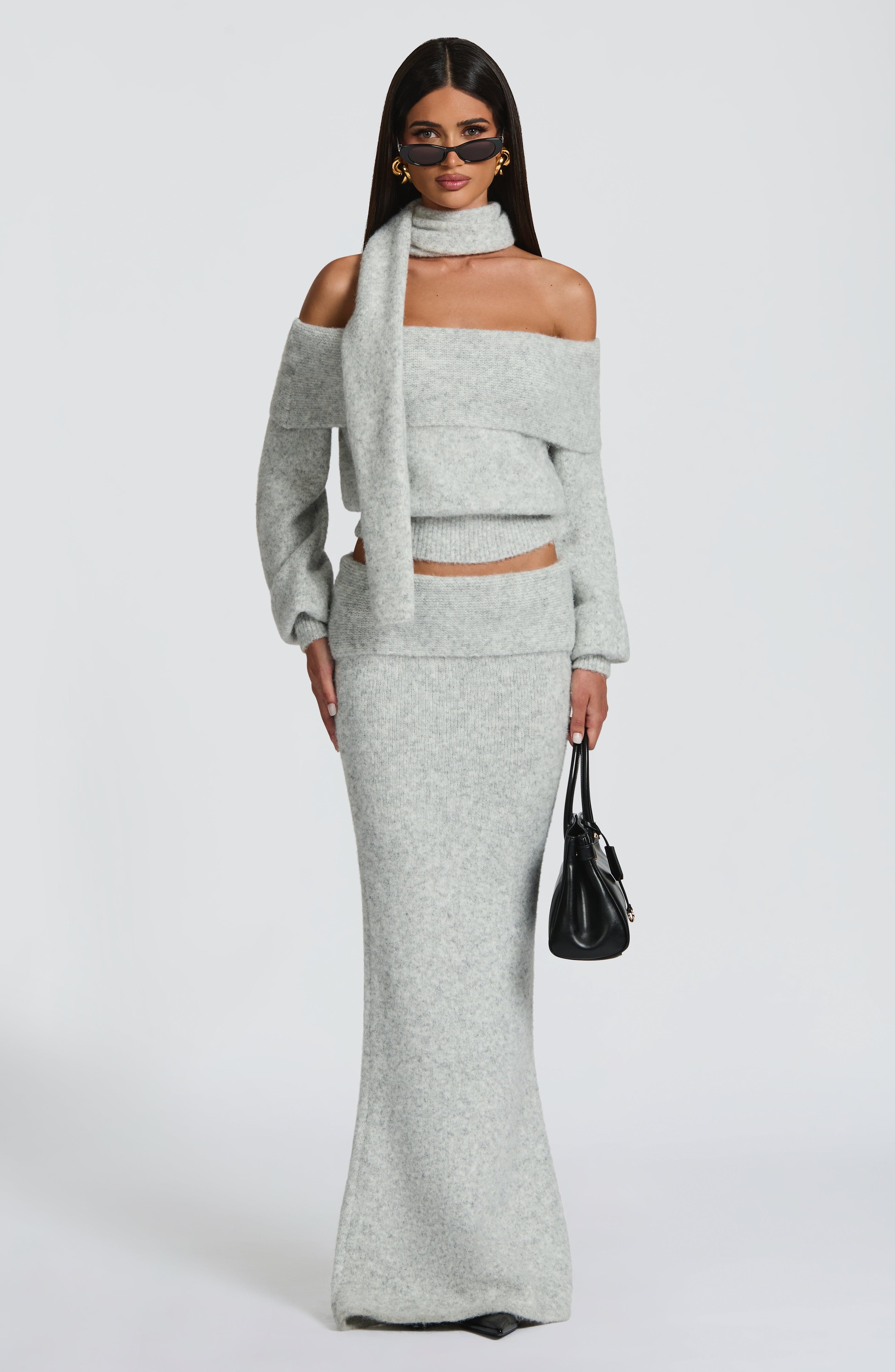 Andie Maxi Skirt - Light Grey Marl - Image 5