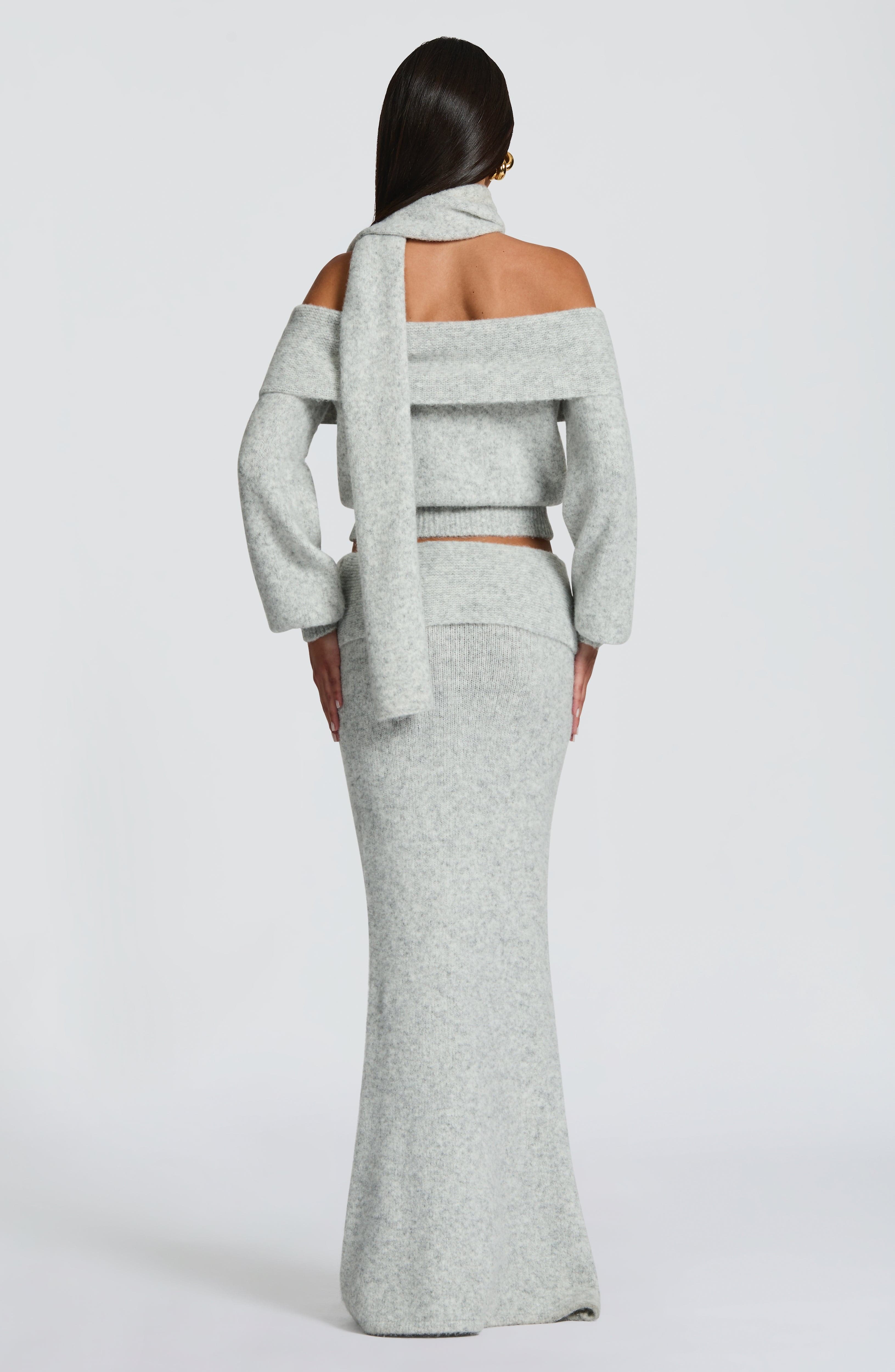 Andie Maxi Skirt - Light Grey Marl - Image 3