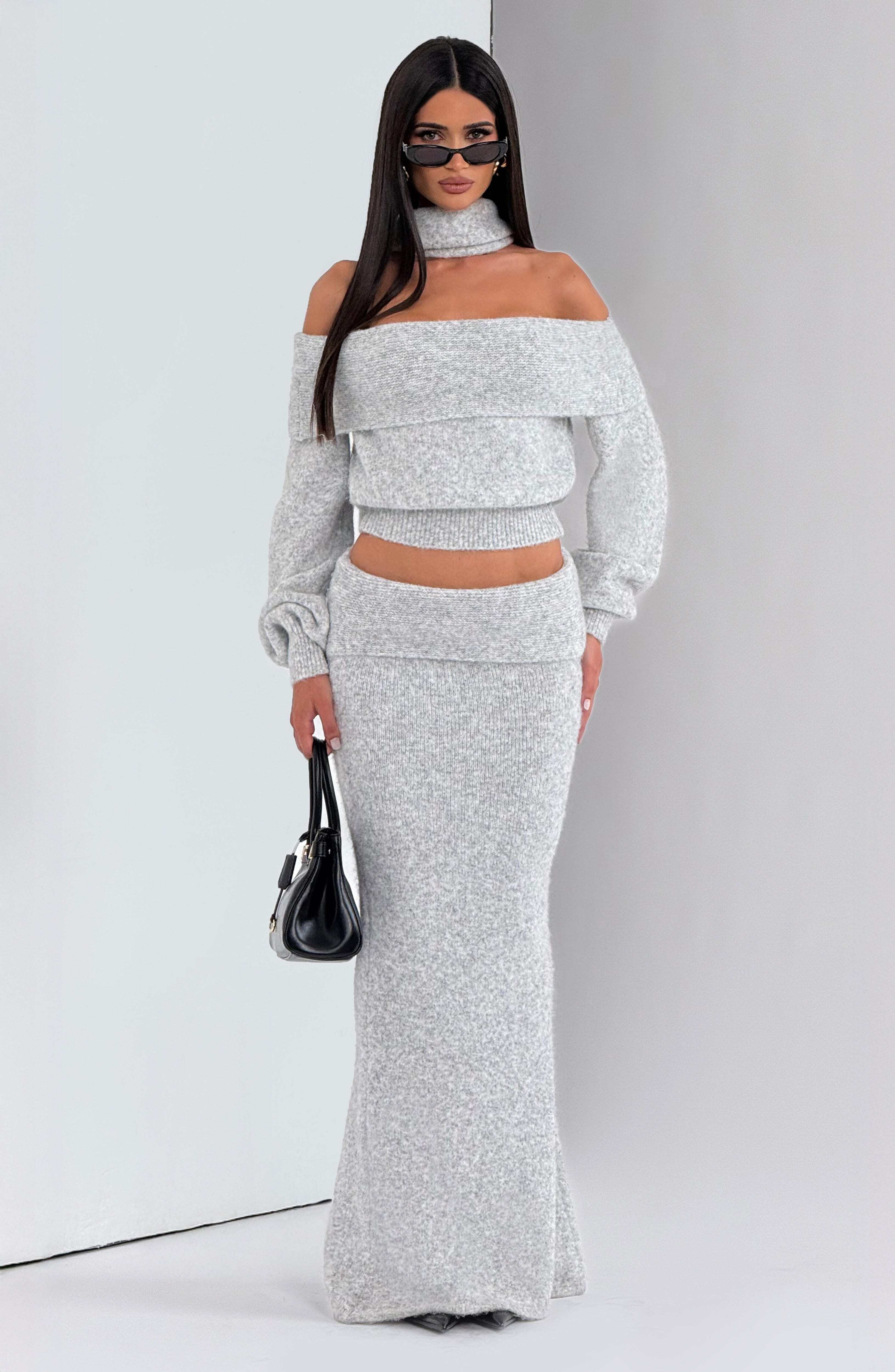 Andie Maxi Skirt - Light Grey Marl - Image 7