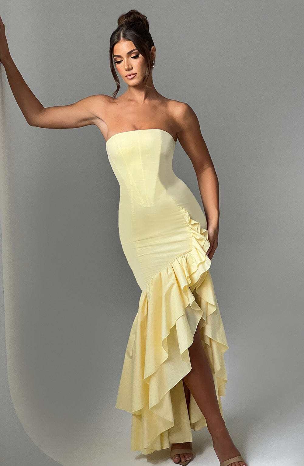 Angelina Maxi Dress - Lemon - Image 3