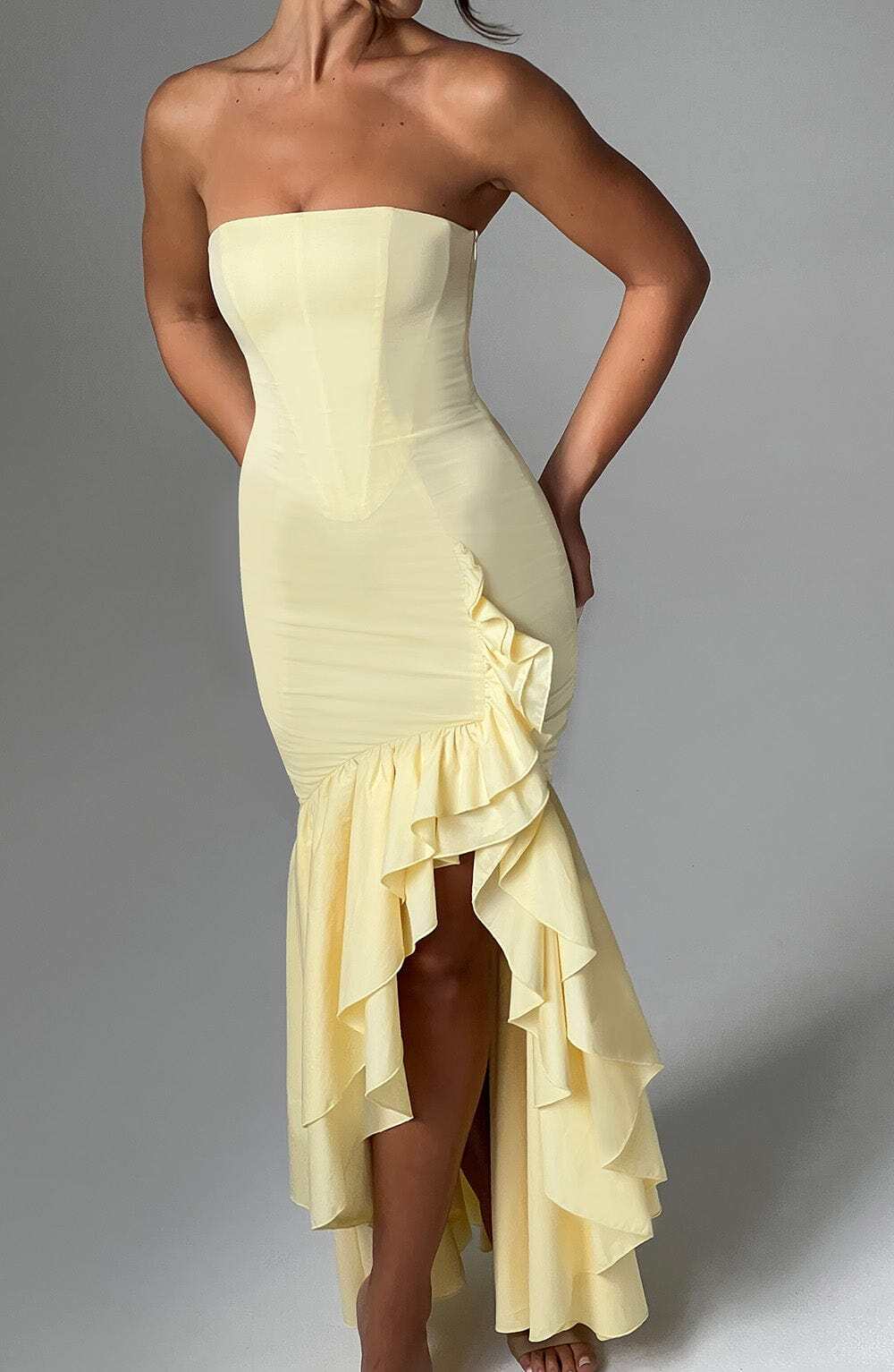Angelina Maxi Dress - Lemon - Image 4