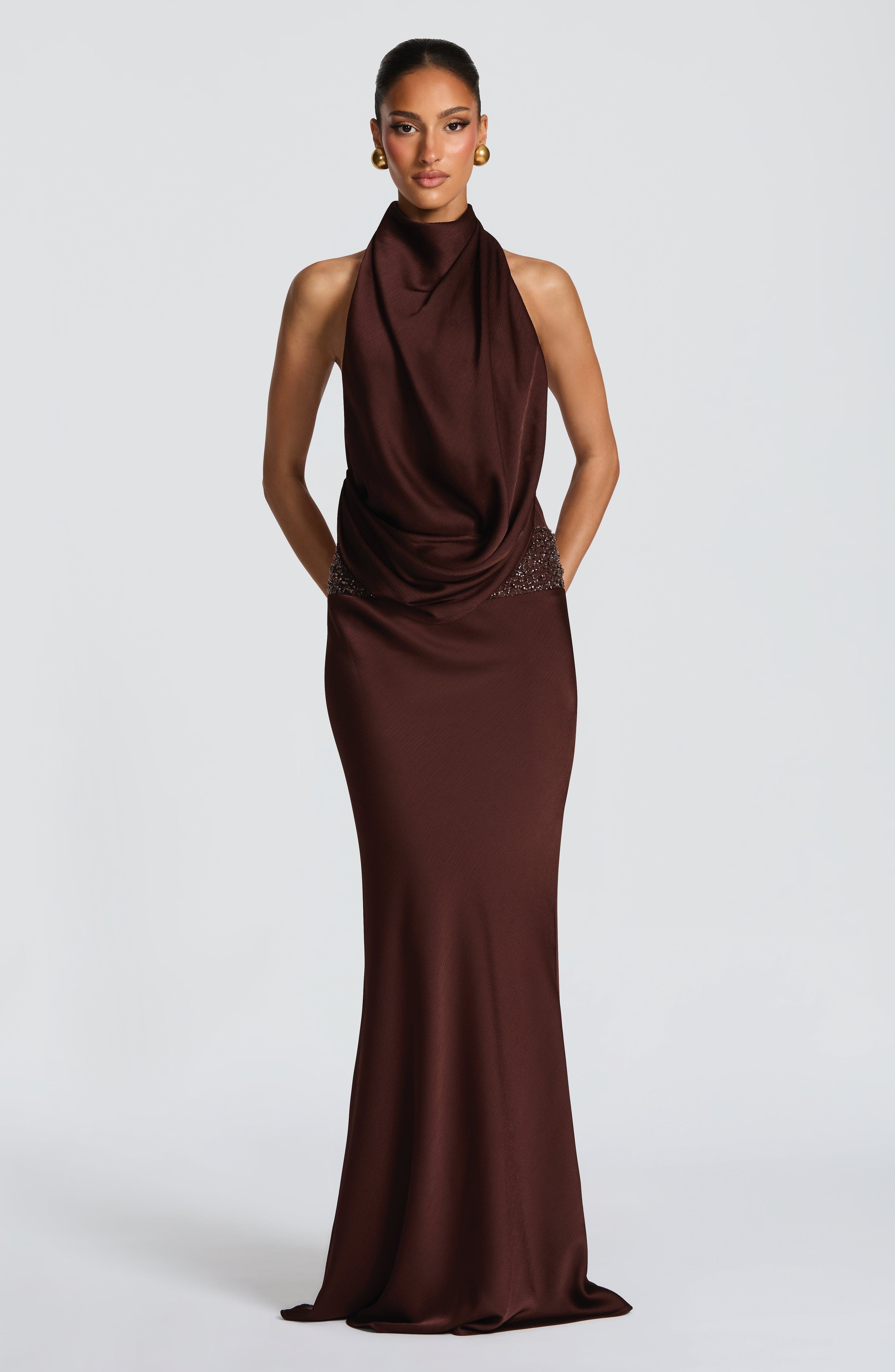 Armelle Maxi Dress - Plum Brown - Image 3