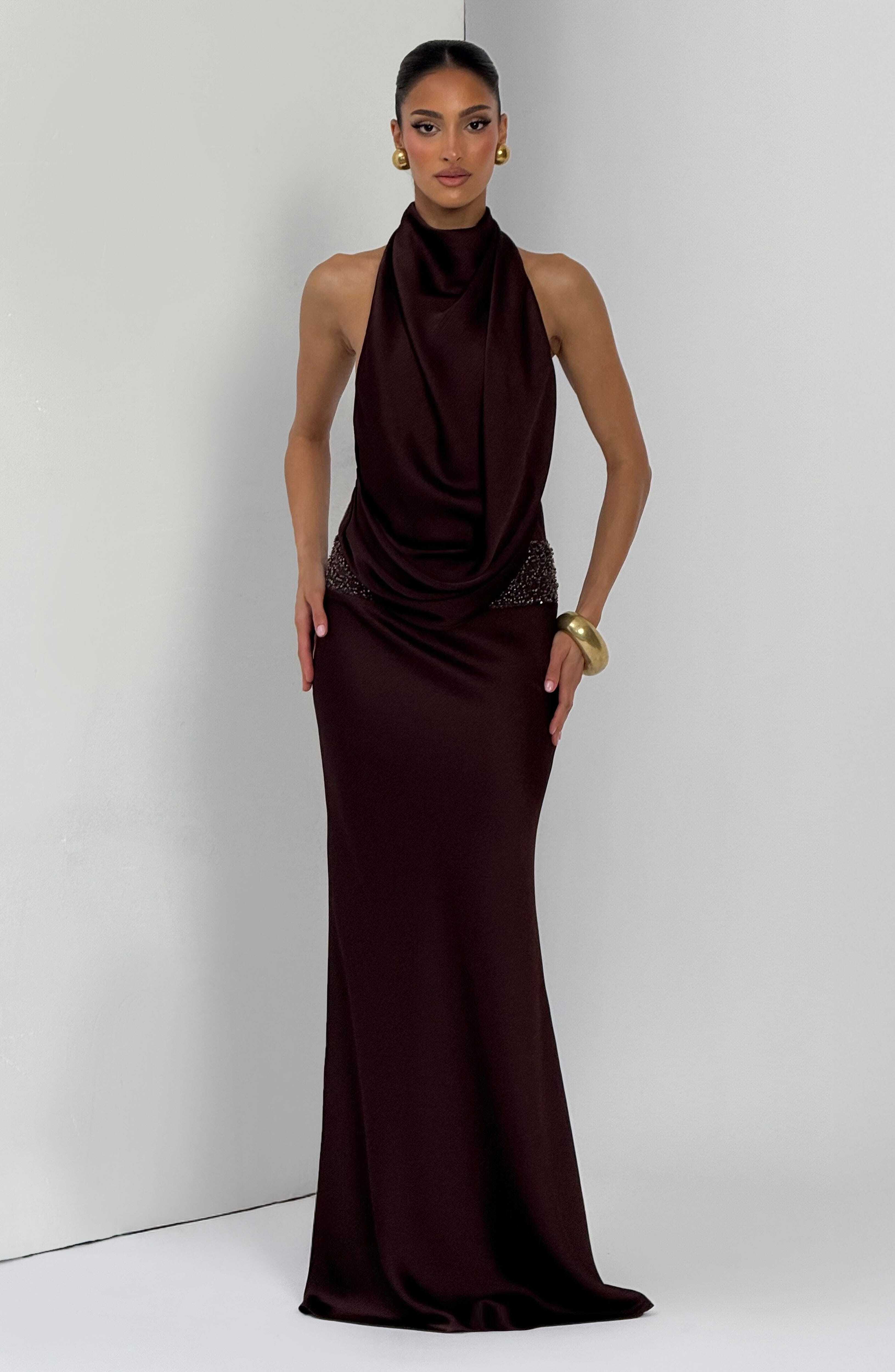 Armelle Maxi Dress - Plum Brown - Image 11