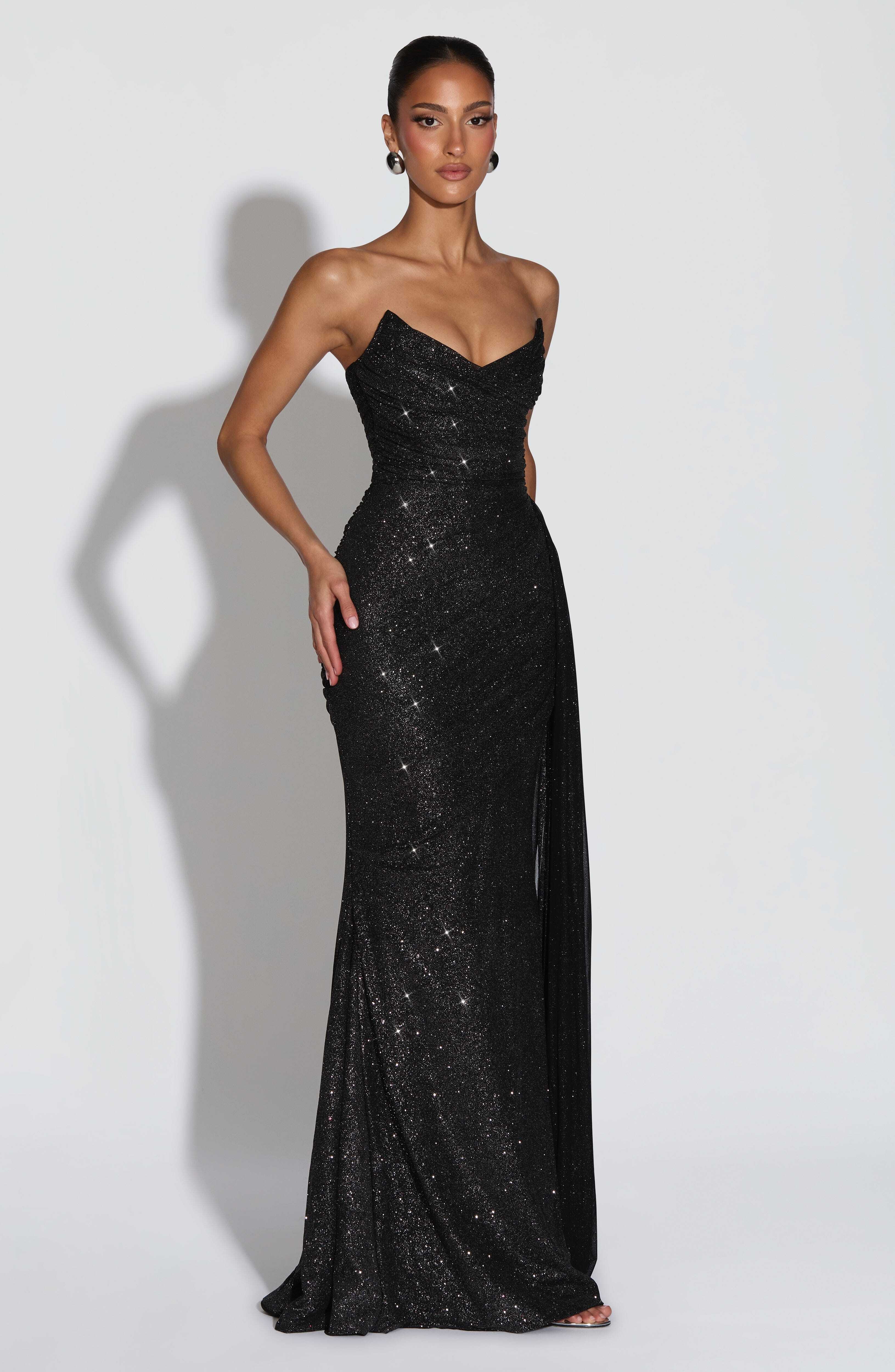 Ashika Maxi Dress - Black Sparkle - Image 8