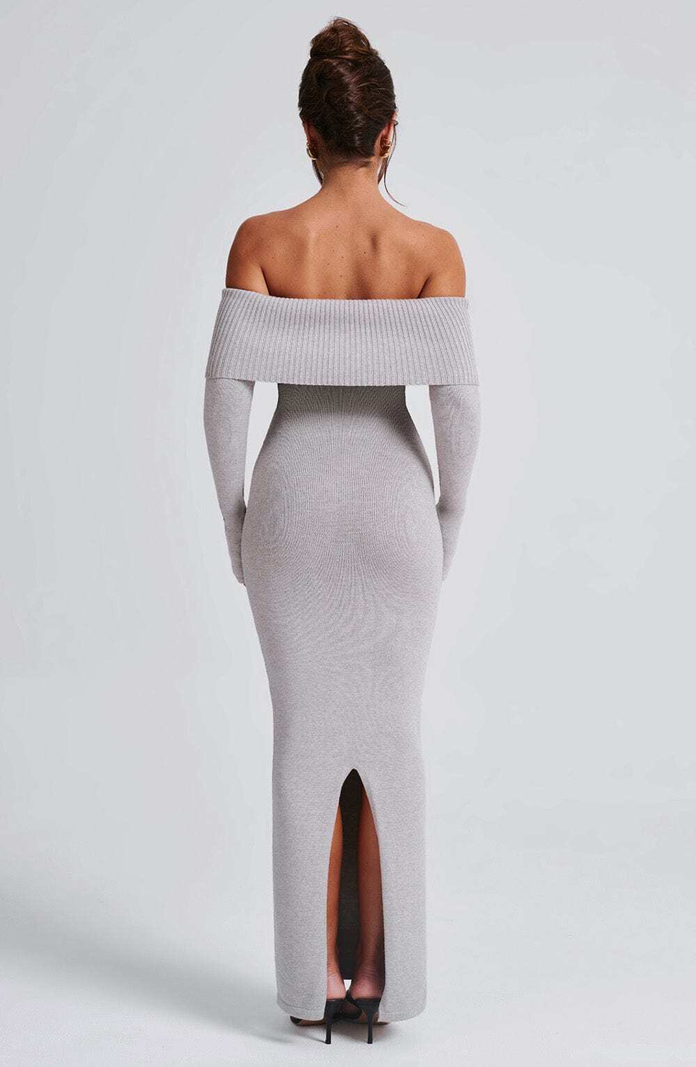 Beverley Knit Maxi Dress - Light Grey Marl - Image 10