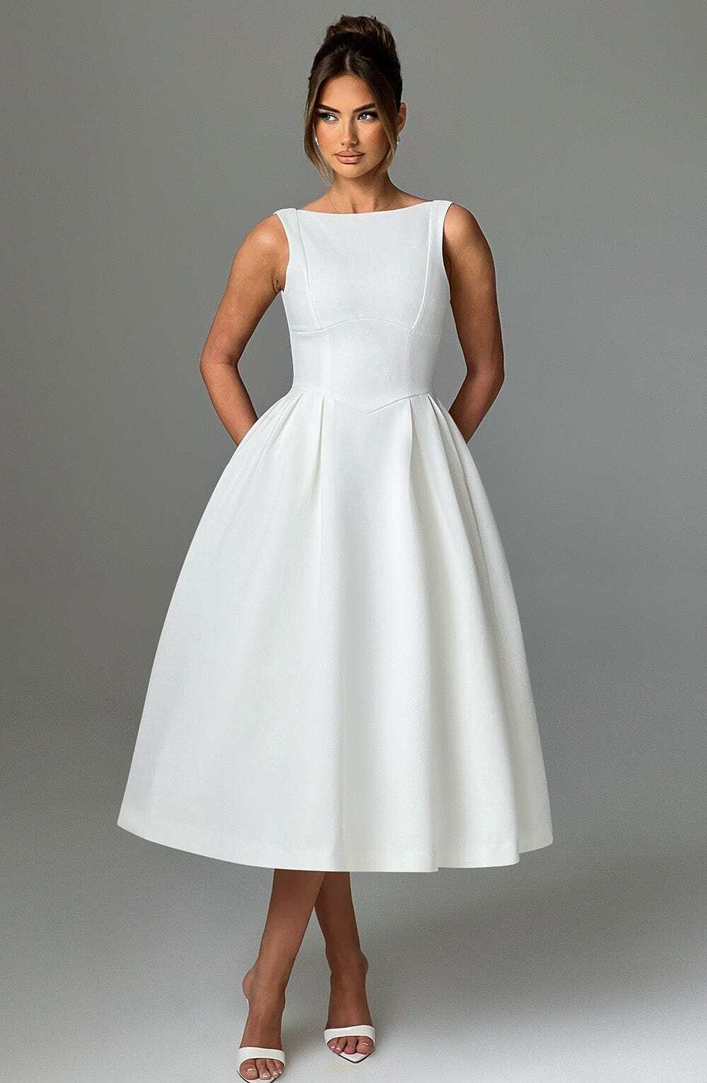 Clarabella Midi Dress - Ivory - Image 8