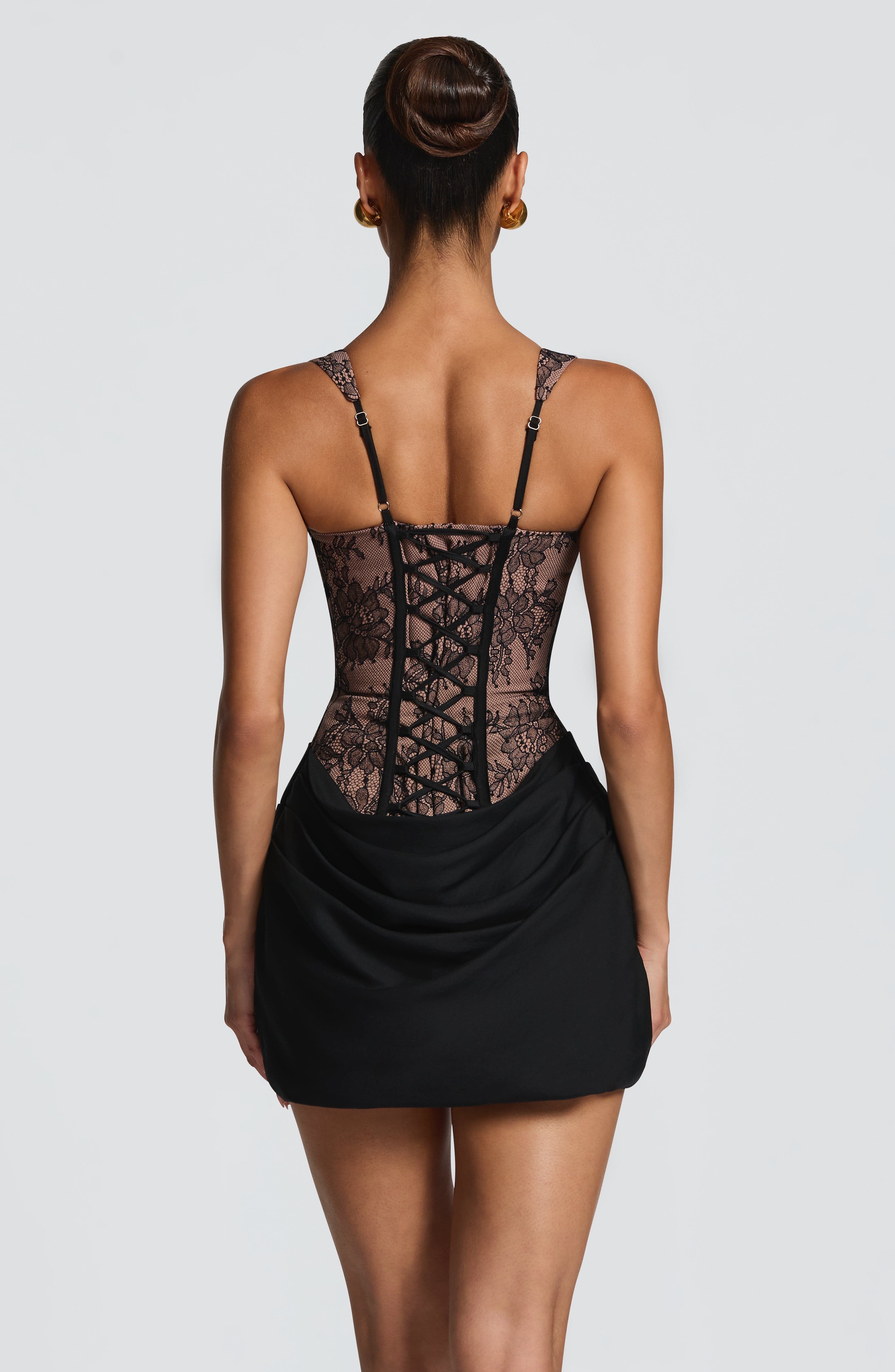 Cornelia Mini Dress - Black Lace - Image 2
