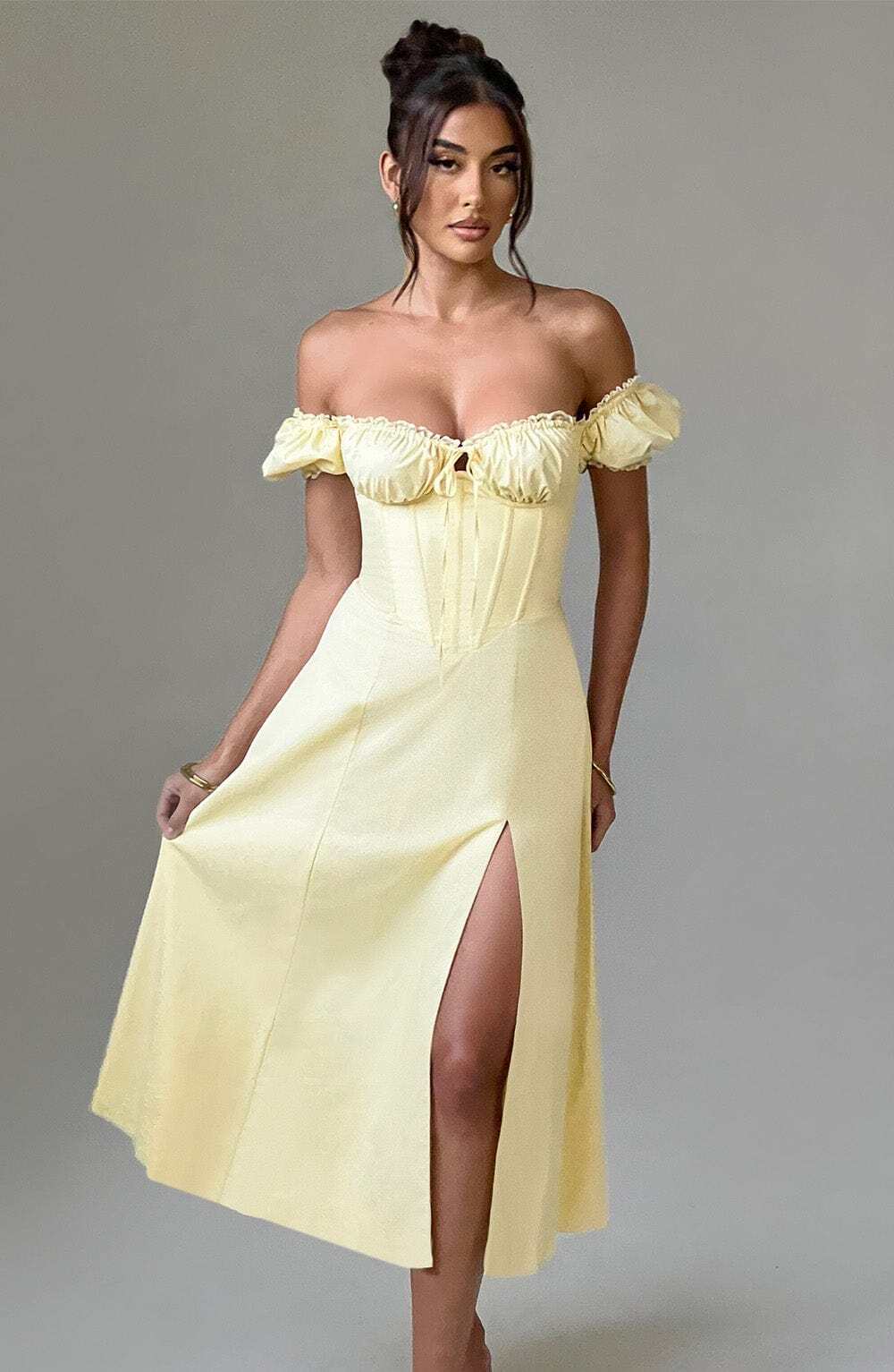 Courtney Midi Dress - Lemon - Image 8