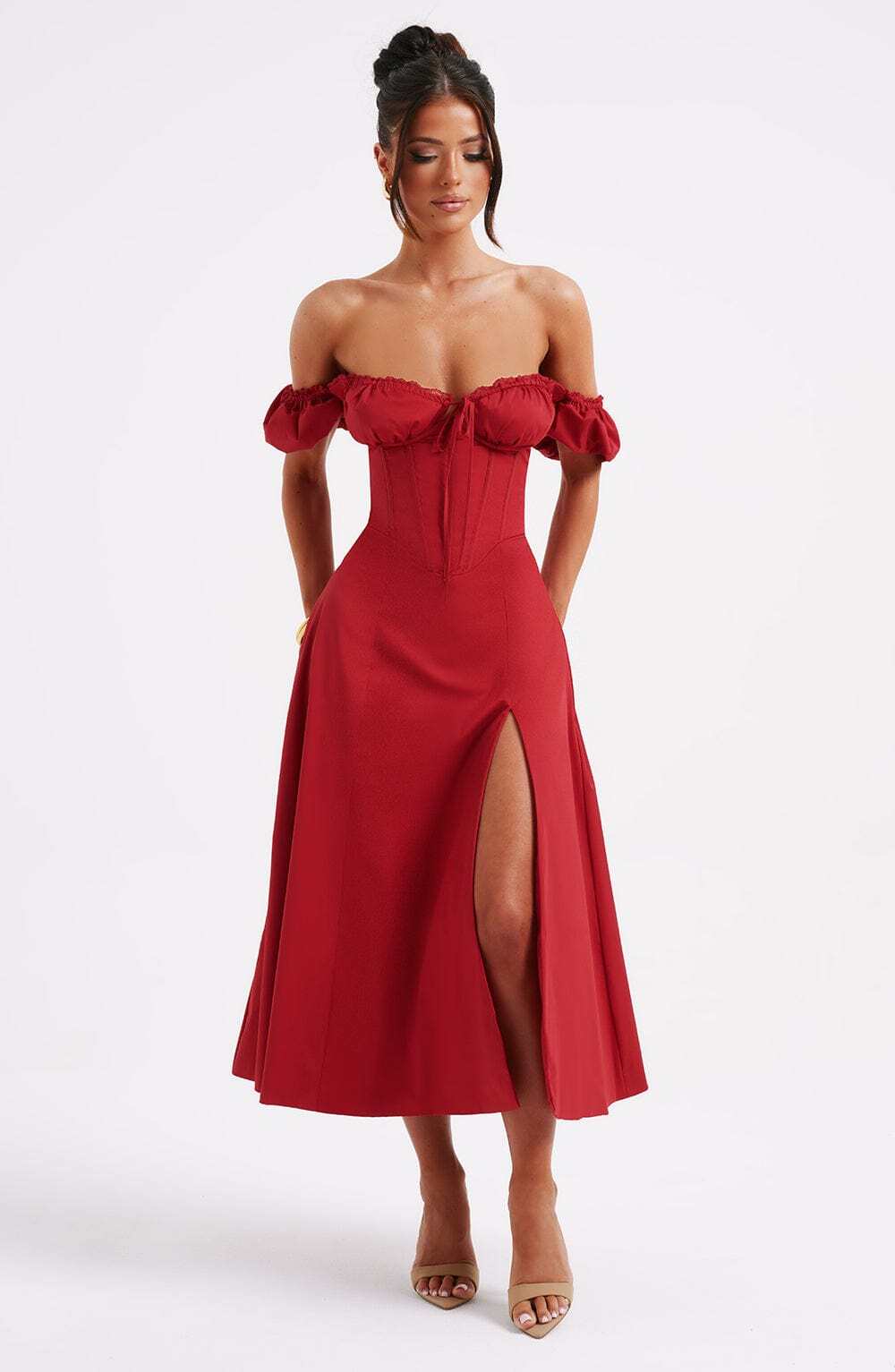 Courtney Midi Dress - Red - Image 4
