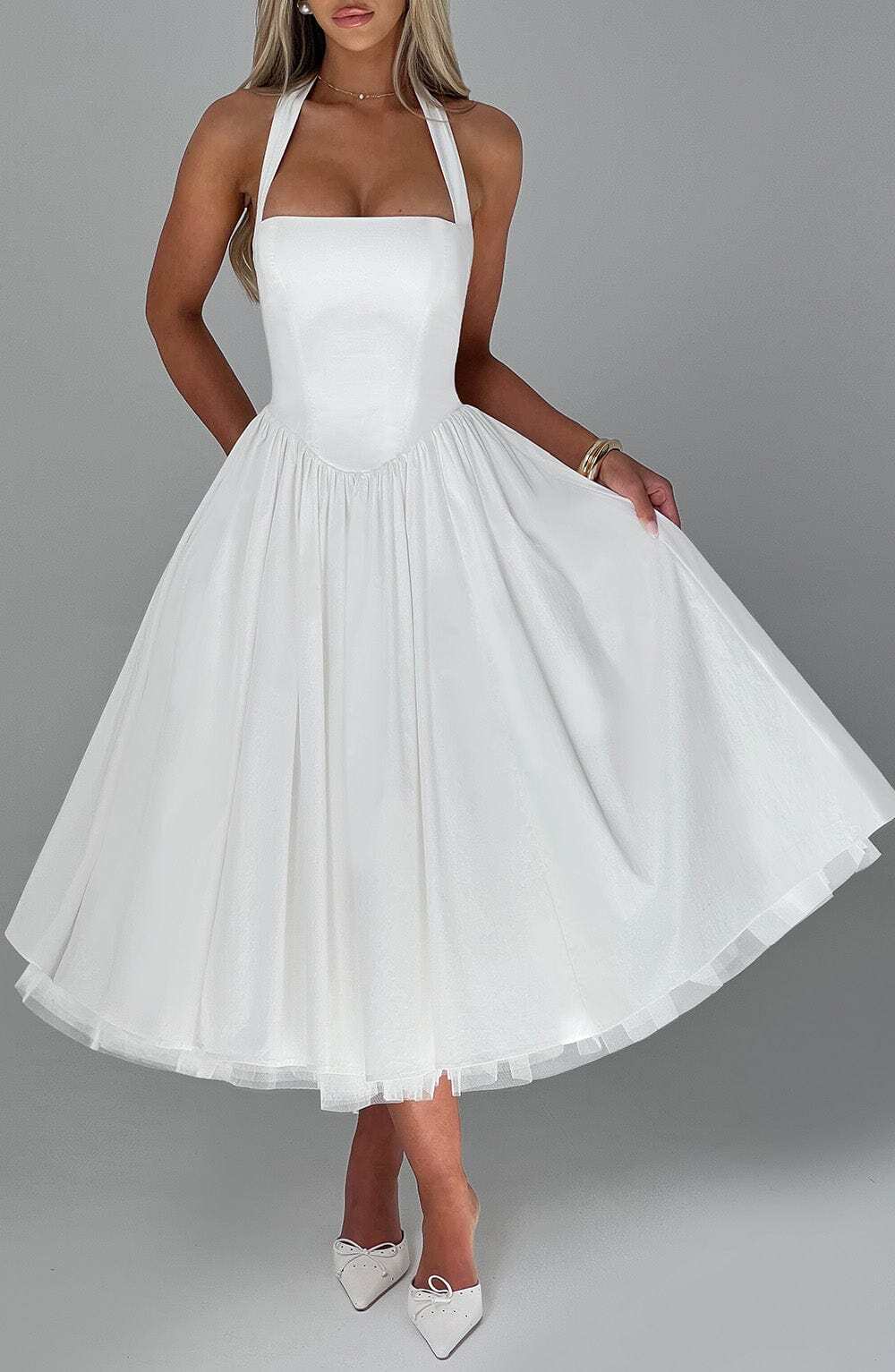 Cressida Midi Dress - Ivory - Image 4