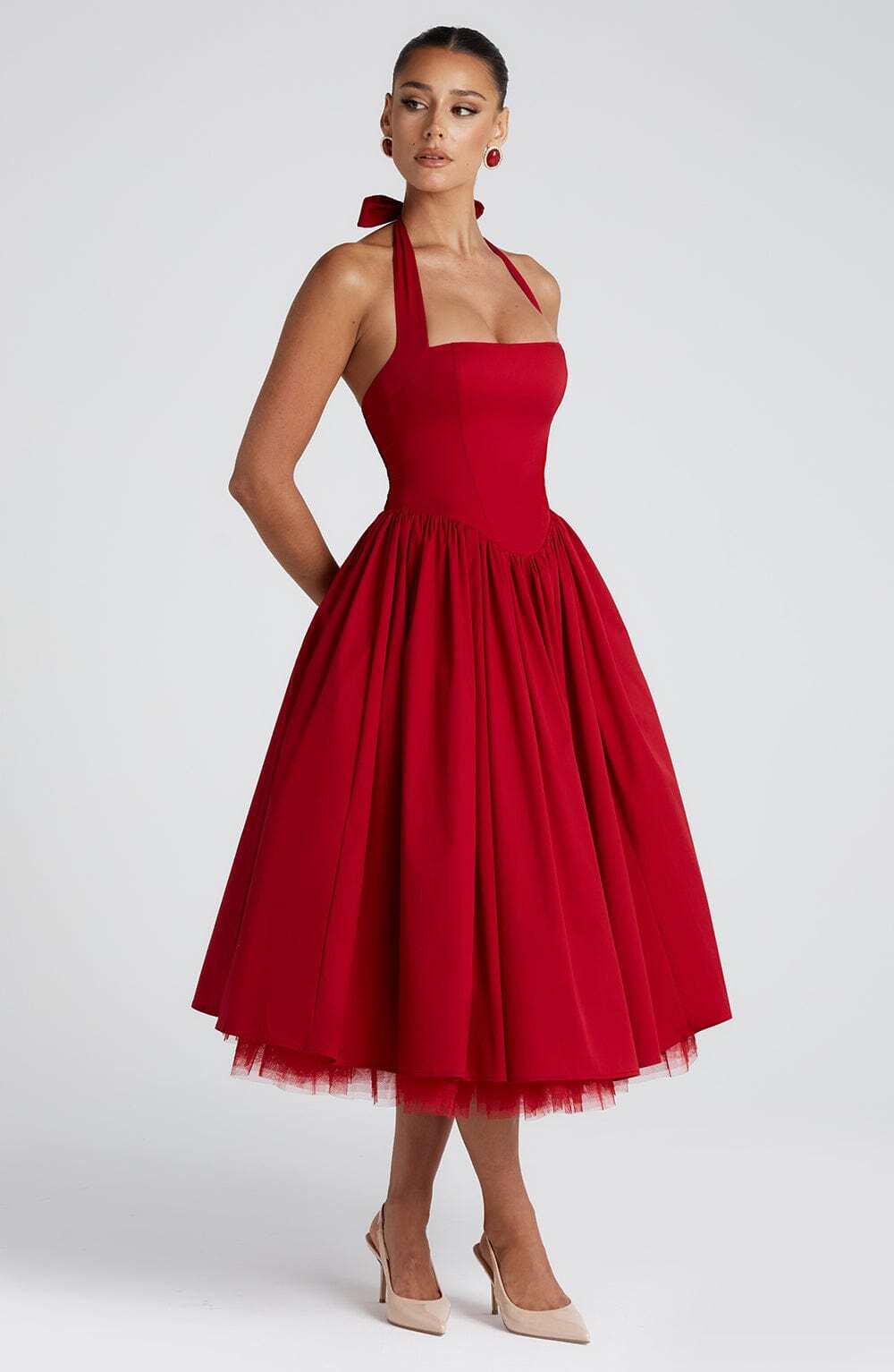 Cressida Midi Dress - Red - Image 5