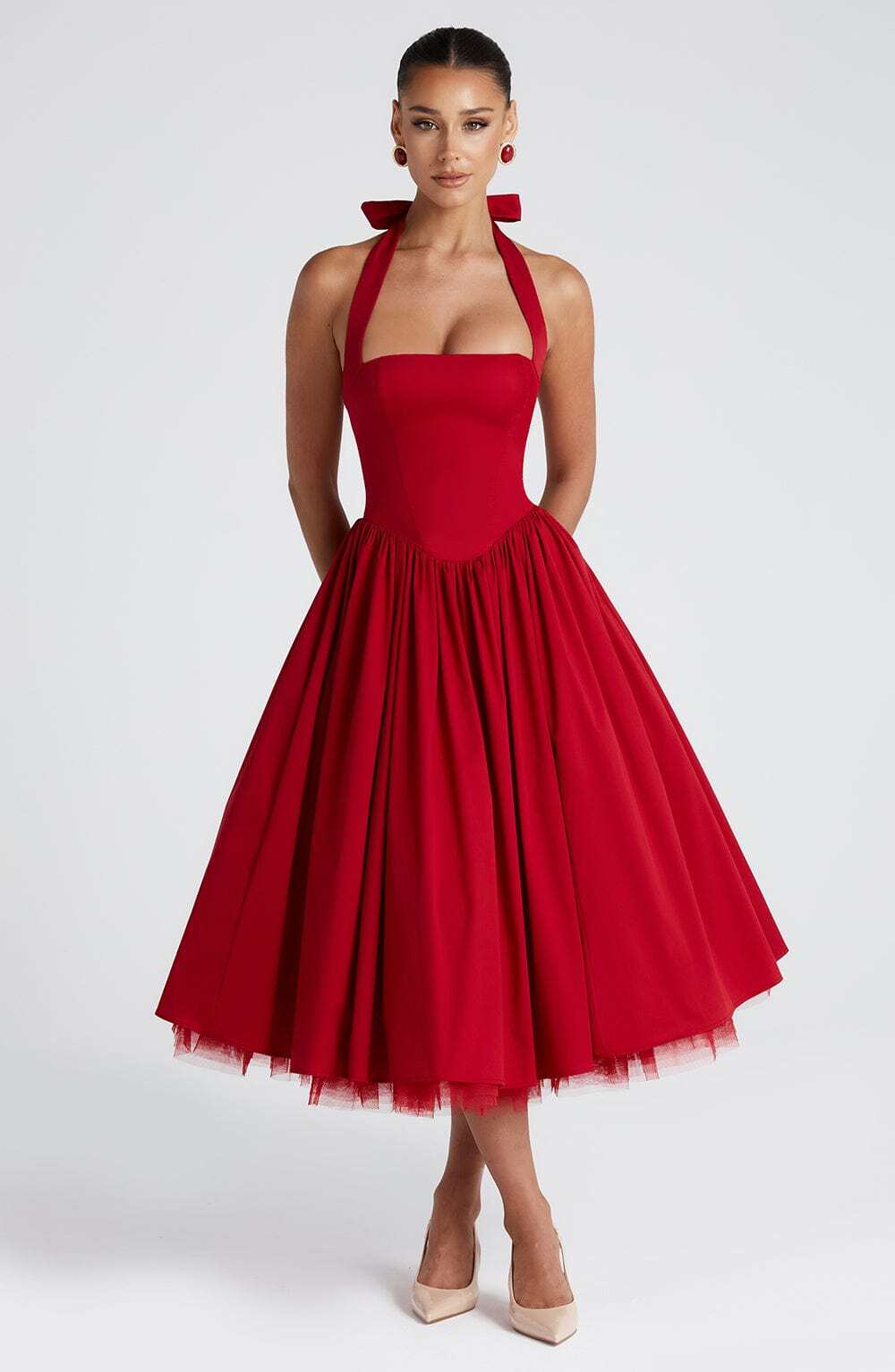 Cressida Midi Dress - Red - Image 7