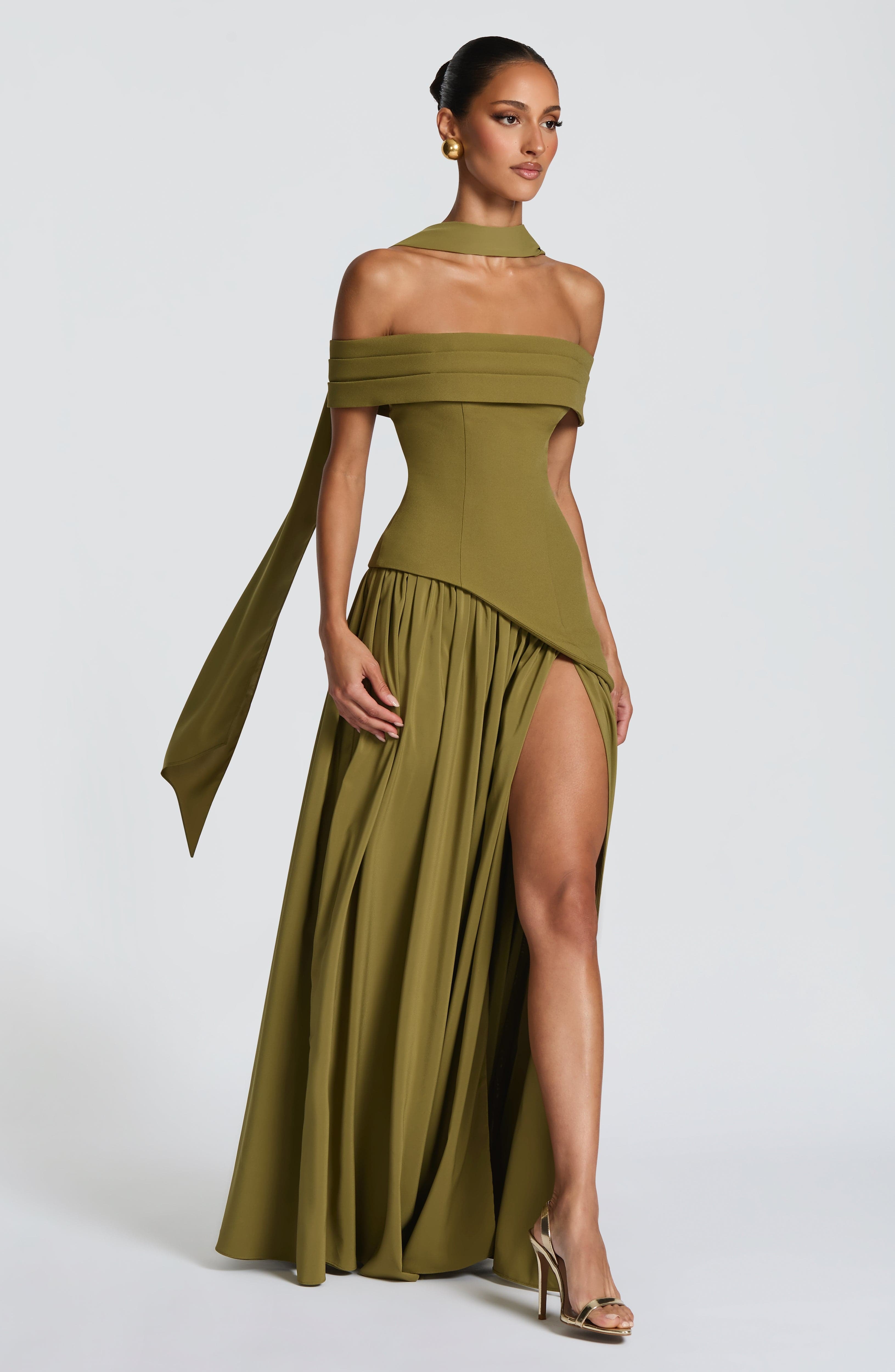 Delilah Maxi Dress - Deep Olive - Image 2