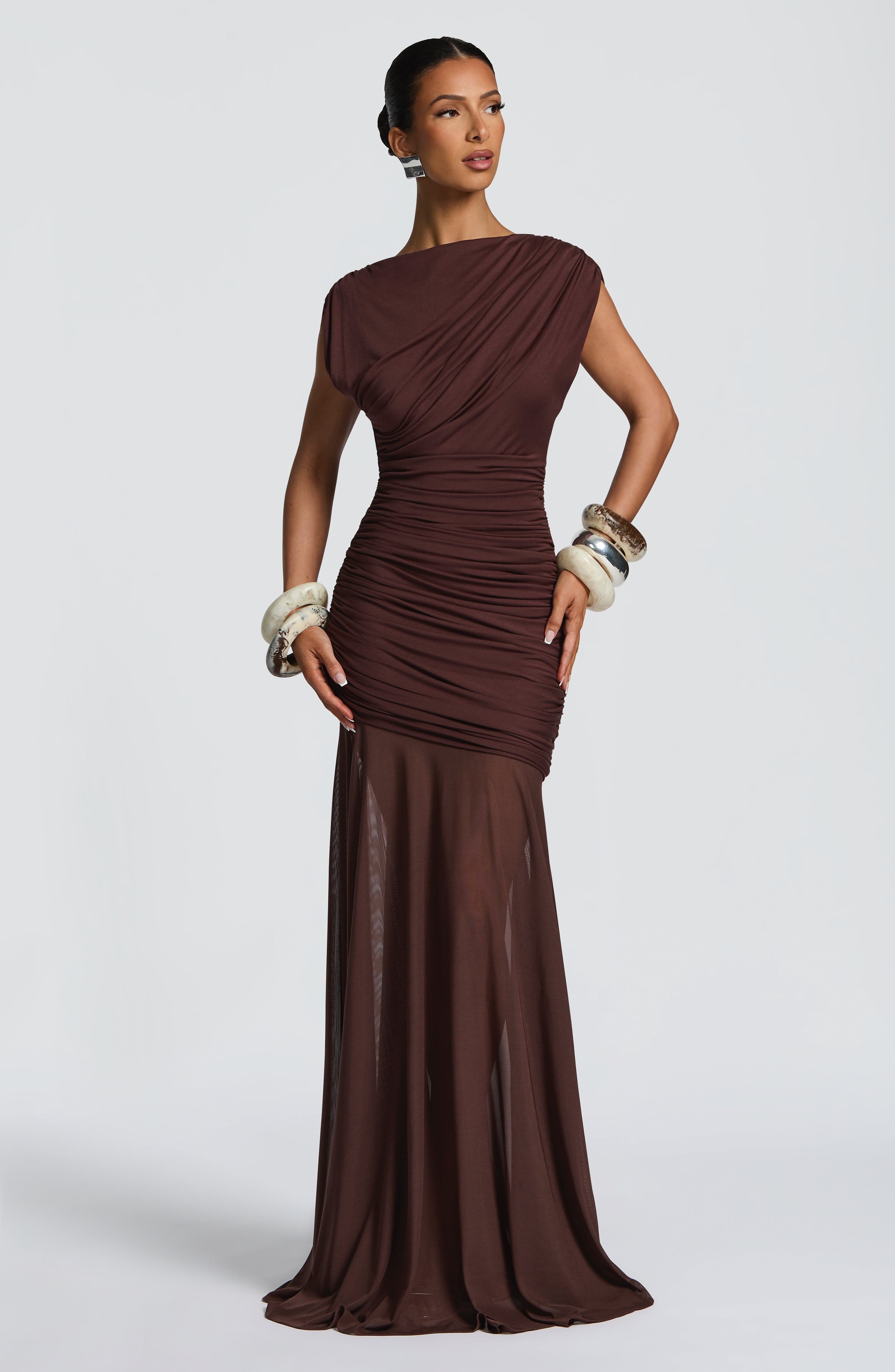 Demelza Maxi Dress - Plum Brown - Image 9