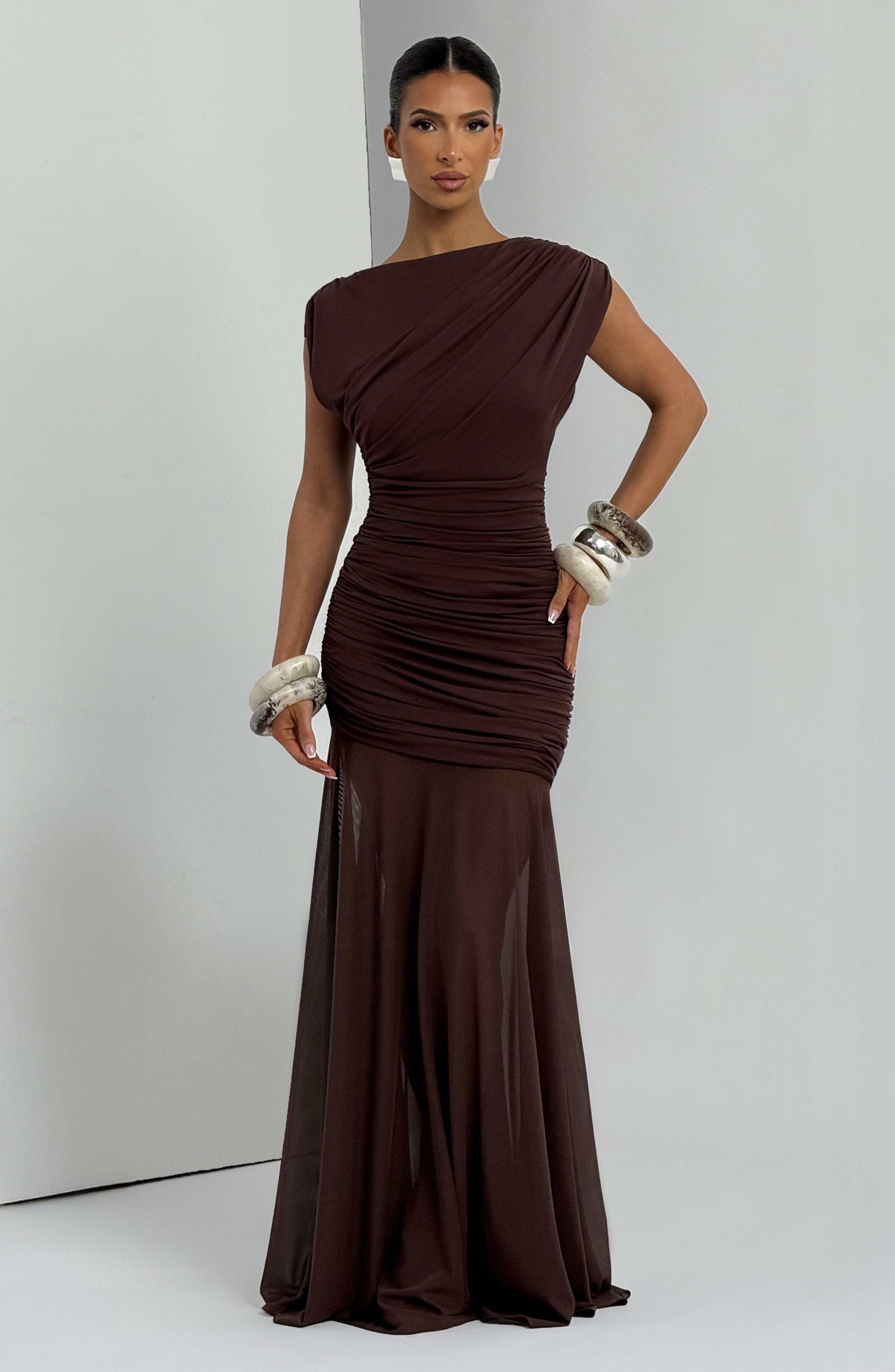 Demelza Maxi Dress - Plum Brown - Image 5
