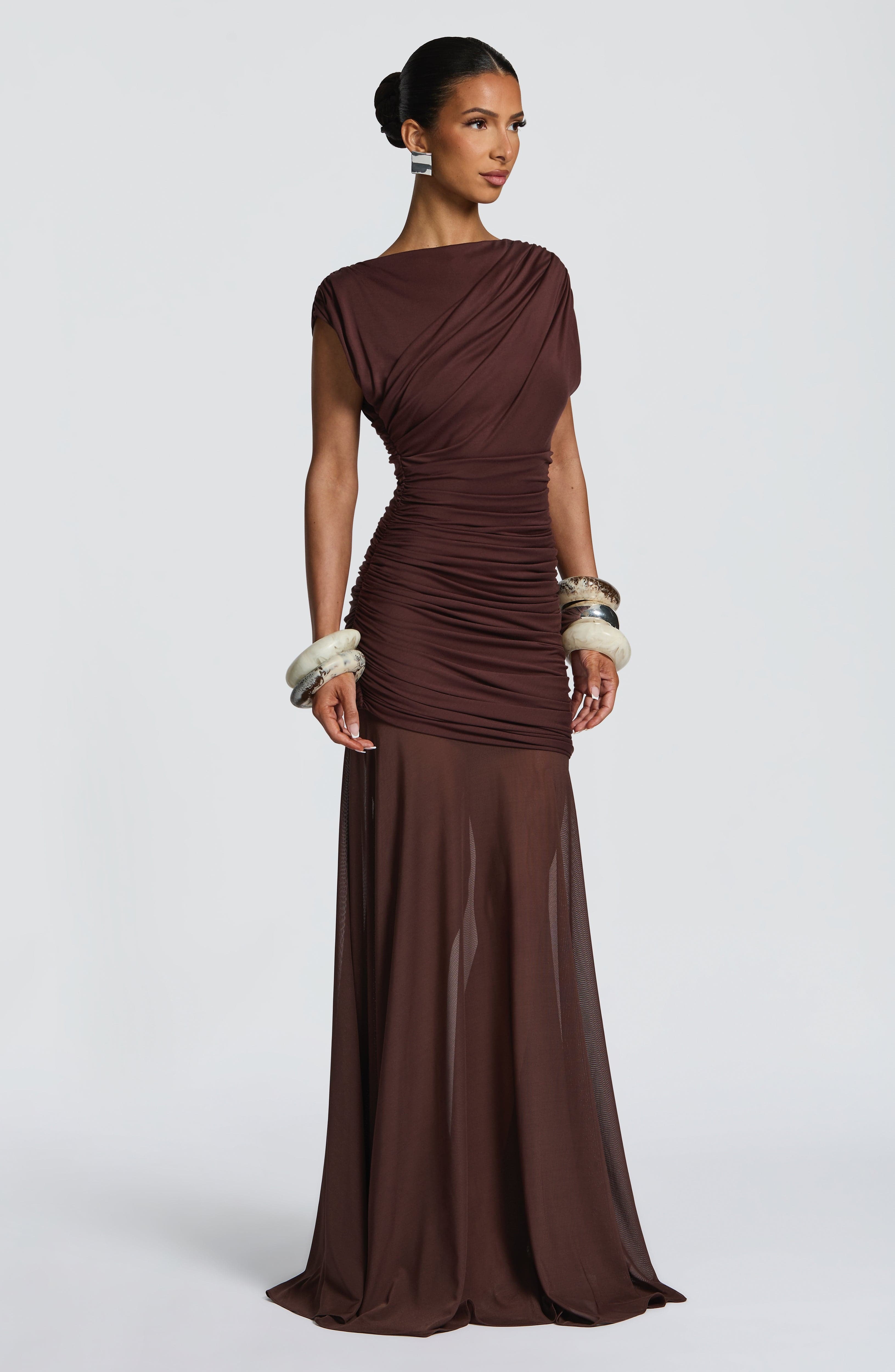 Demelza Maxi Dress - Plum Brown - Image 3