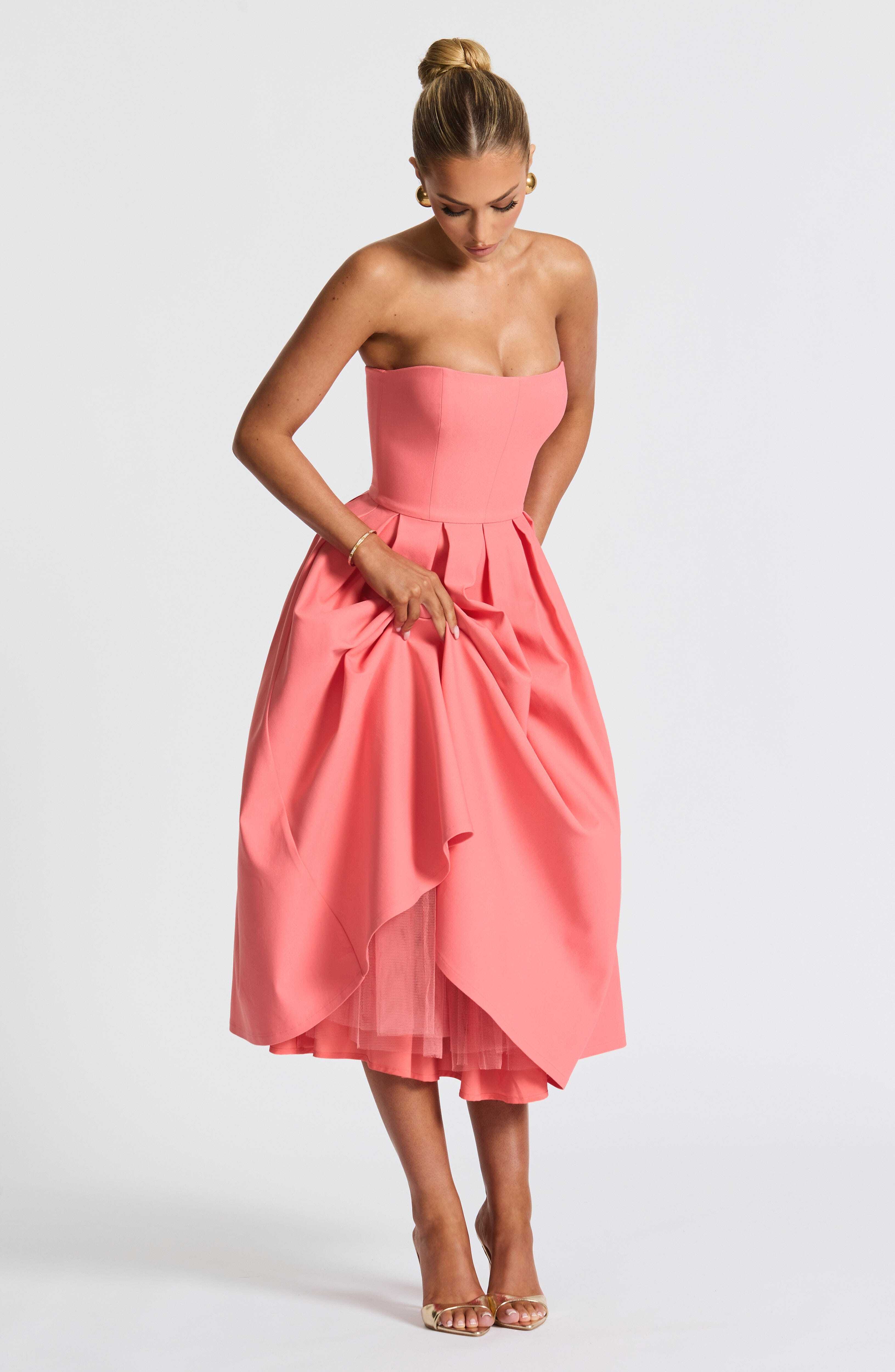 Edith Midi Dress - Coral Pink - Image 4