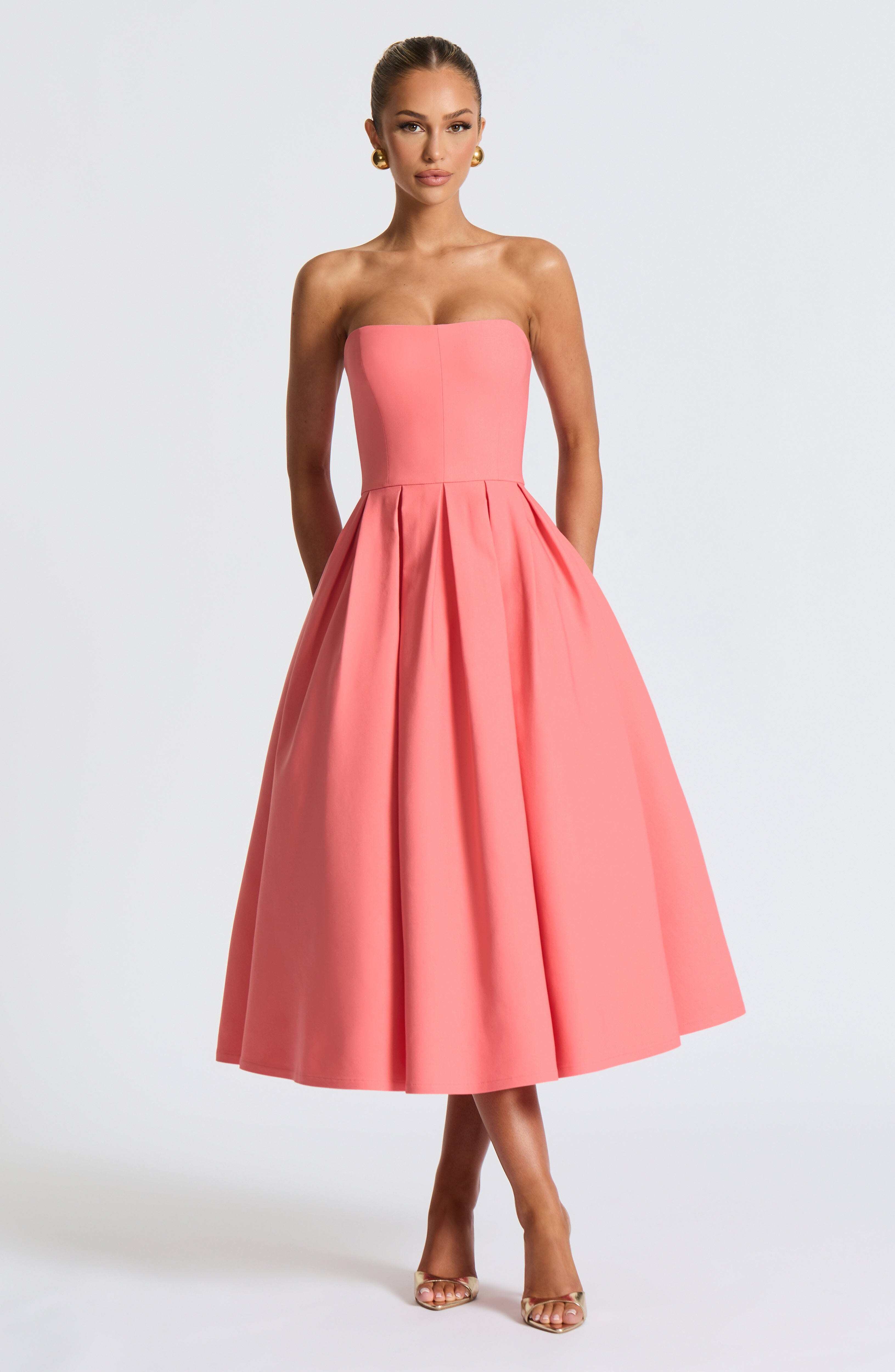 Edith Midi Dress - Coral Pink - Image 7