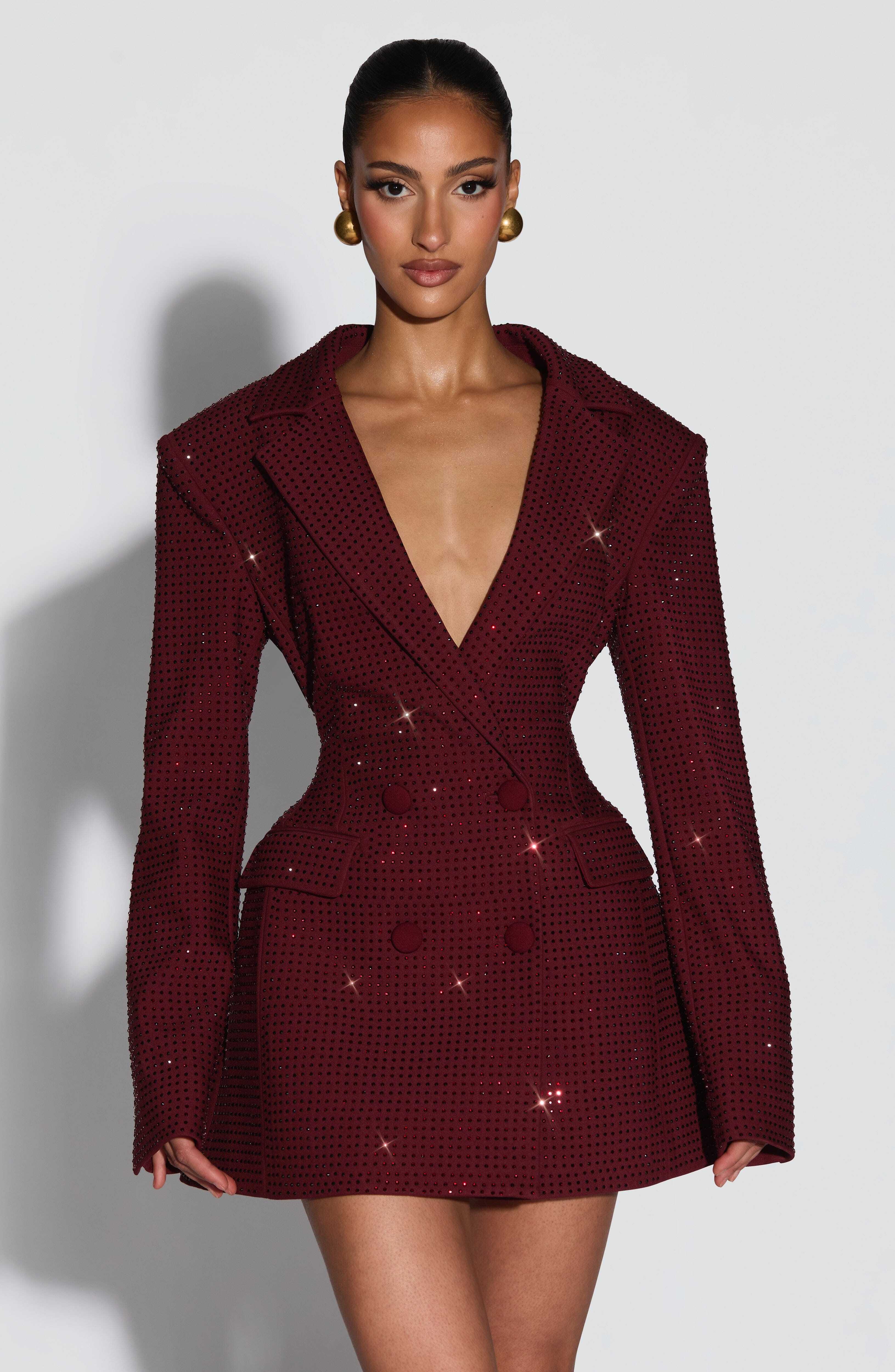 Elvira Mini Dress - Burgundy Sparkle