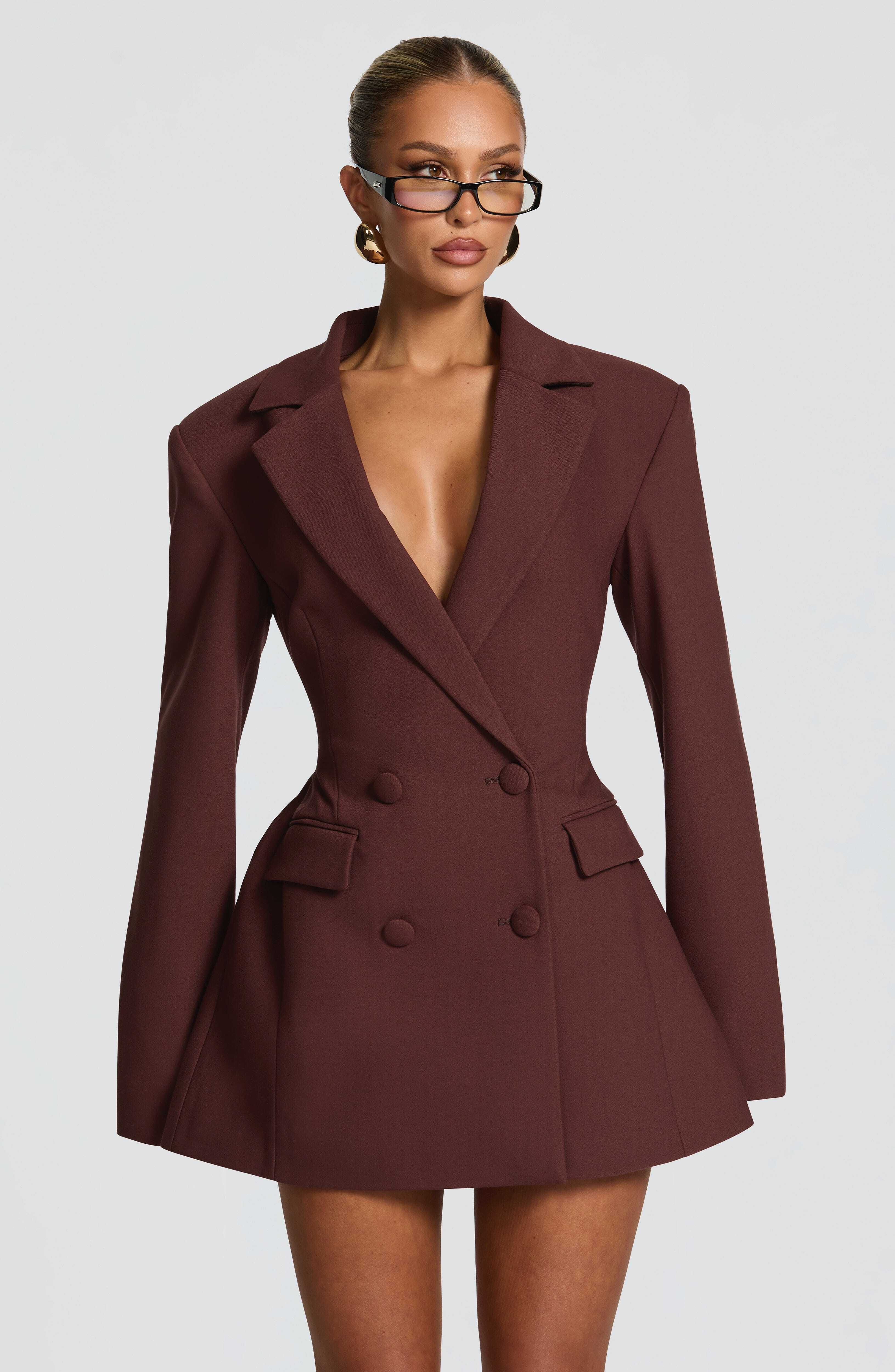 Elvira Mini Dress - Plum Brown