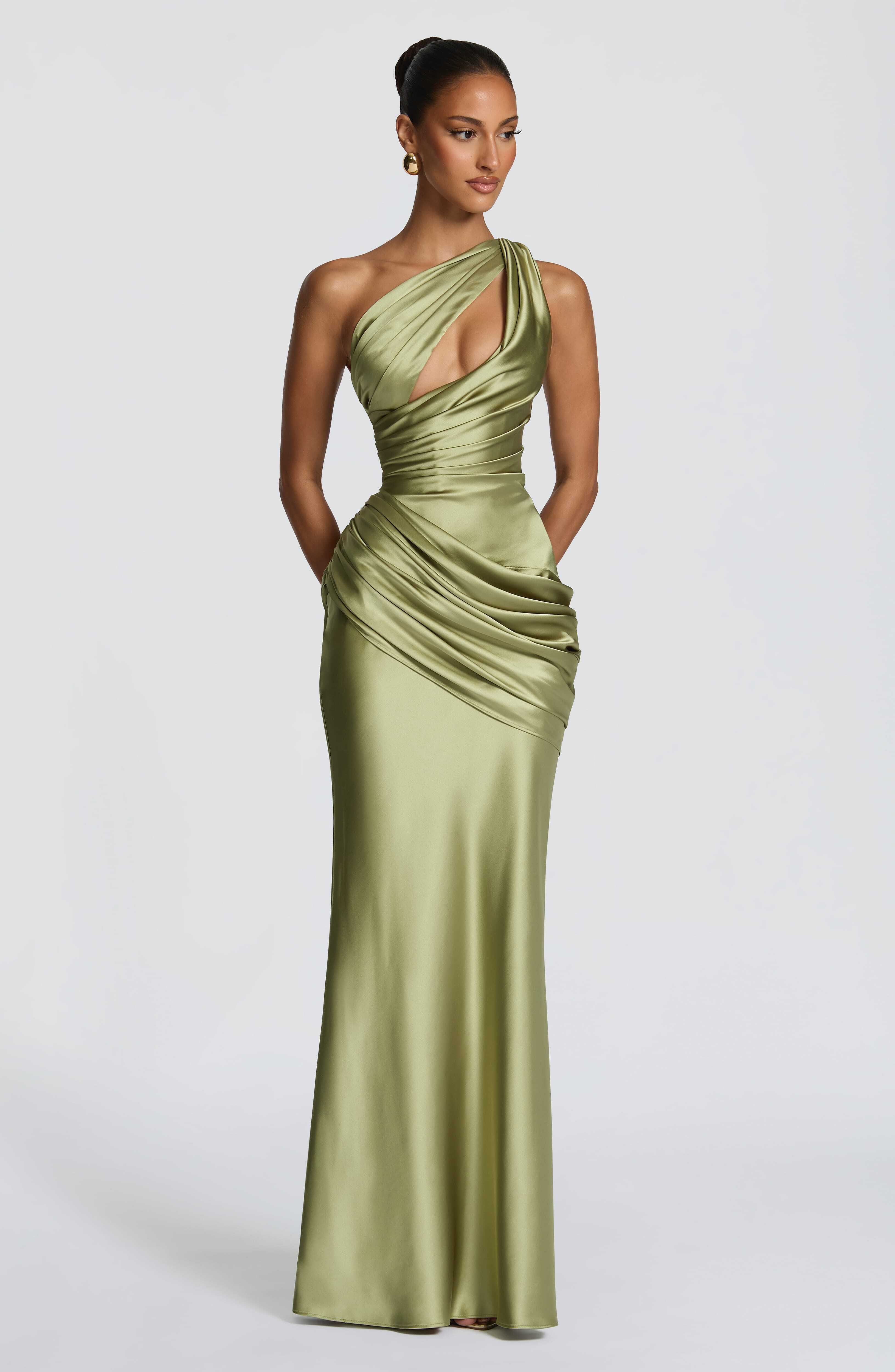 Emina Maxi Dress - Light Olive - Image 5