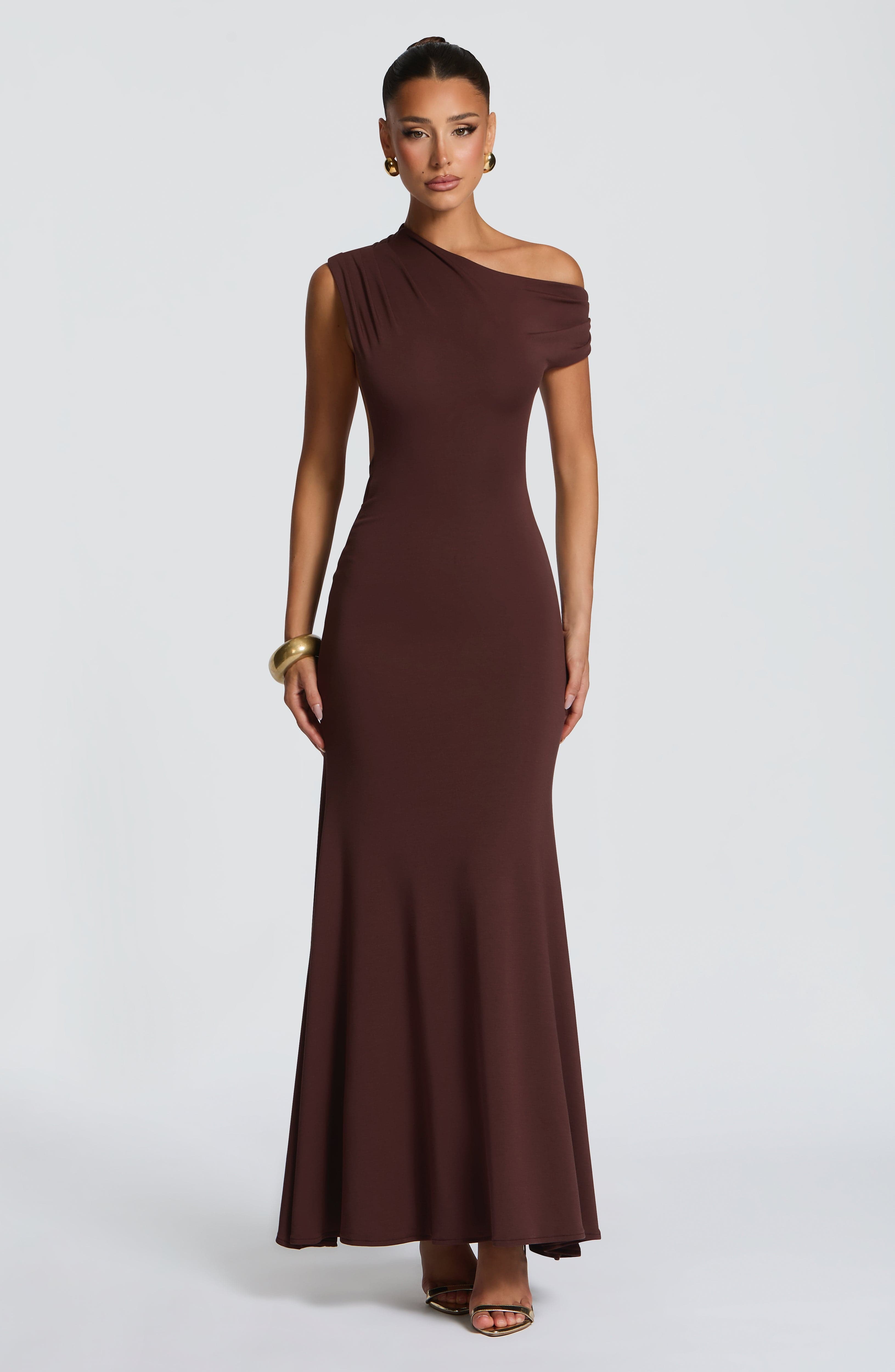 Fiora Maxi Dress - Plum Brown - Image 3