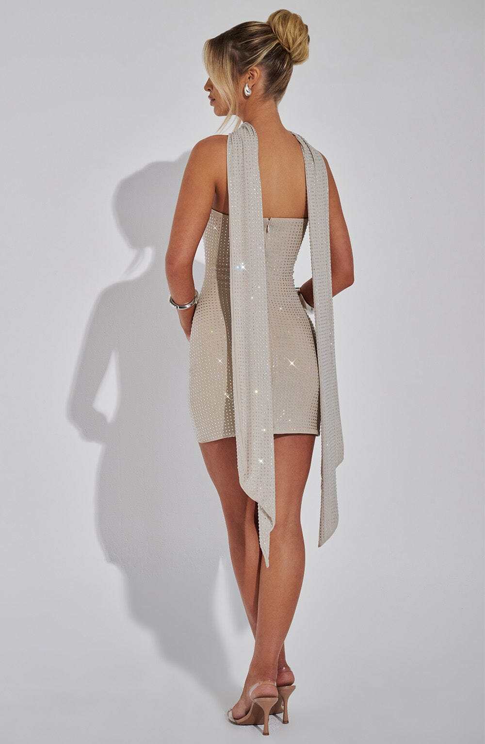 Ginni Mini Dress - Silver/Nude - Image 6