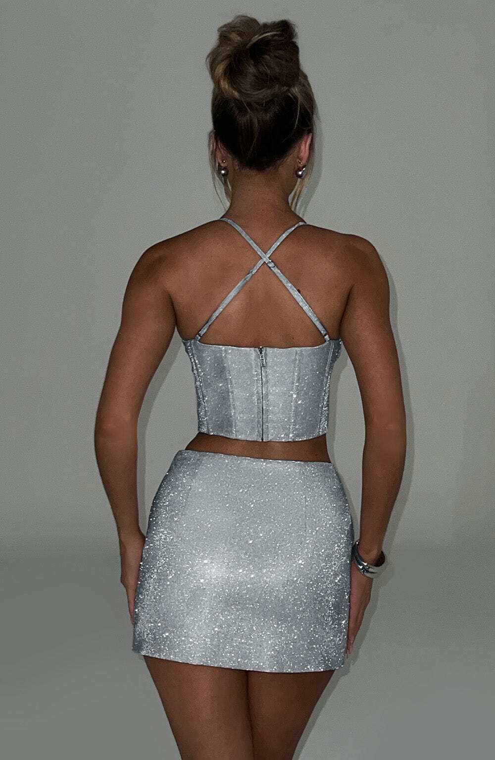 Glacia Mini Skirt - Silver Sparkle - Image 2