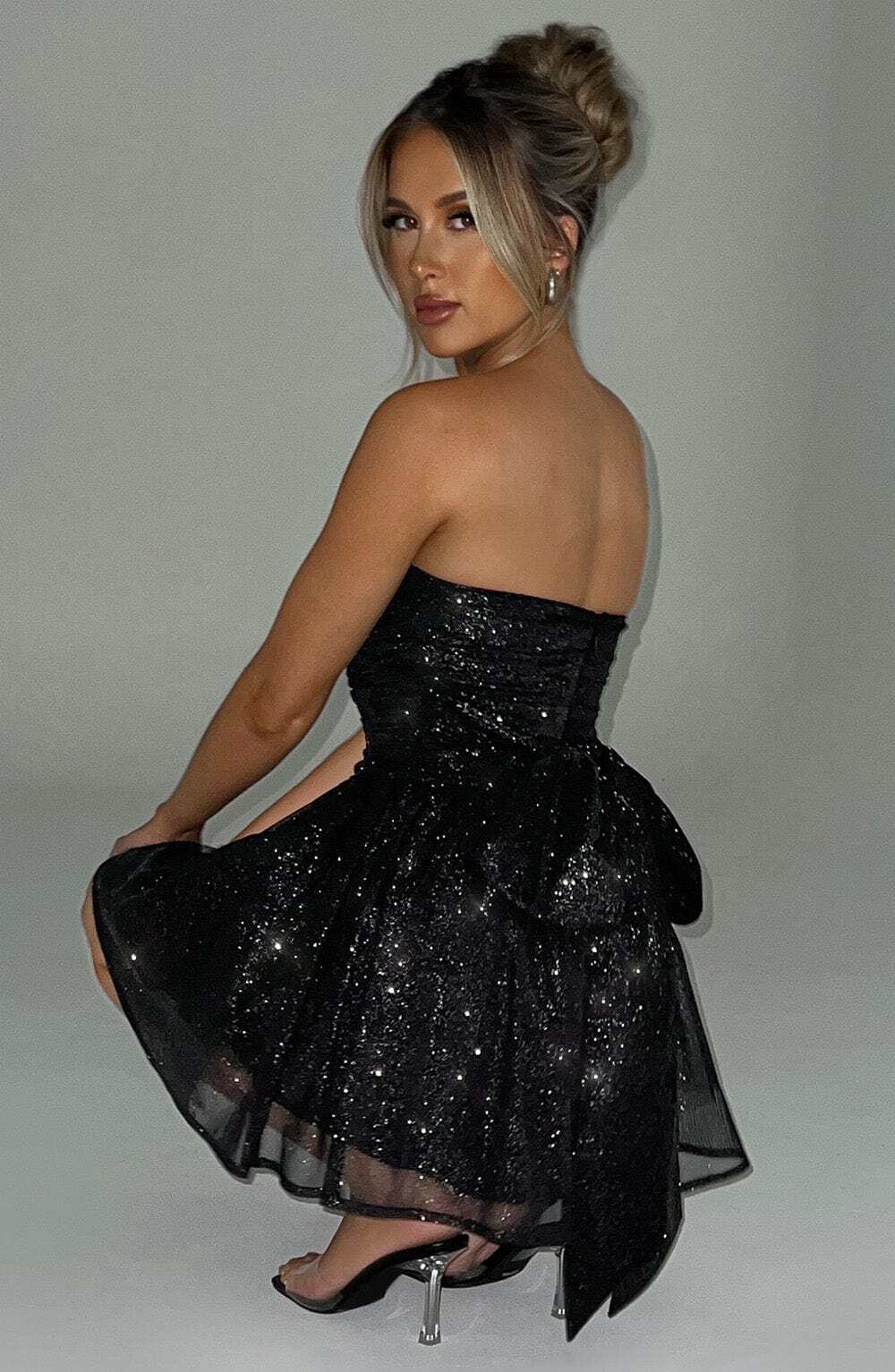 Katrina Mini Dress - Black Sparkle - Image 4