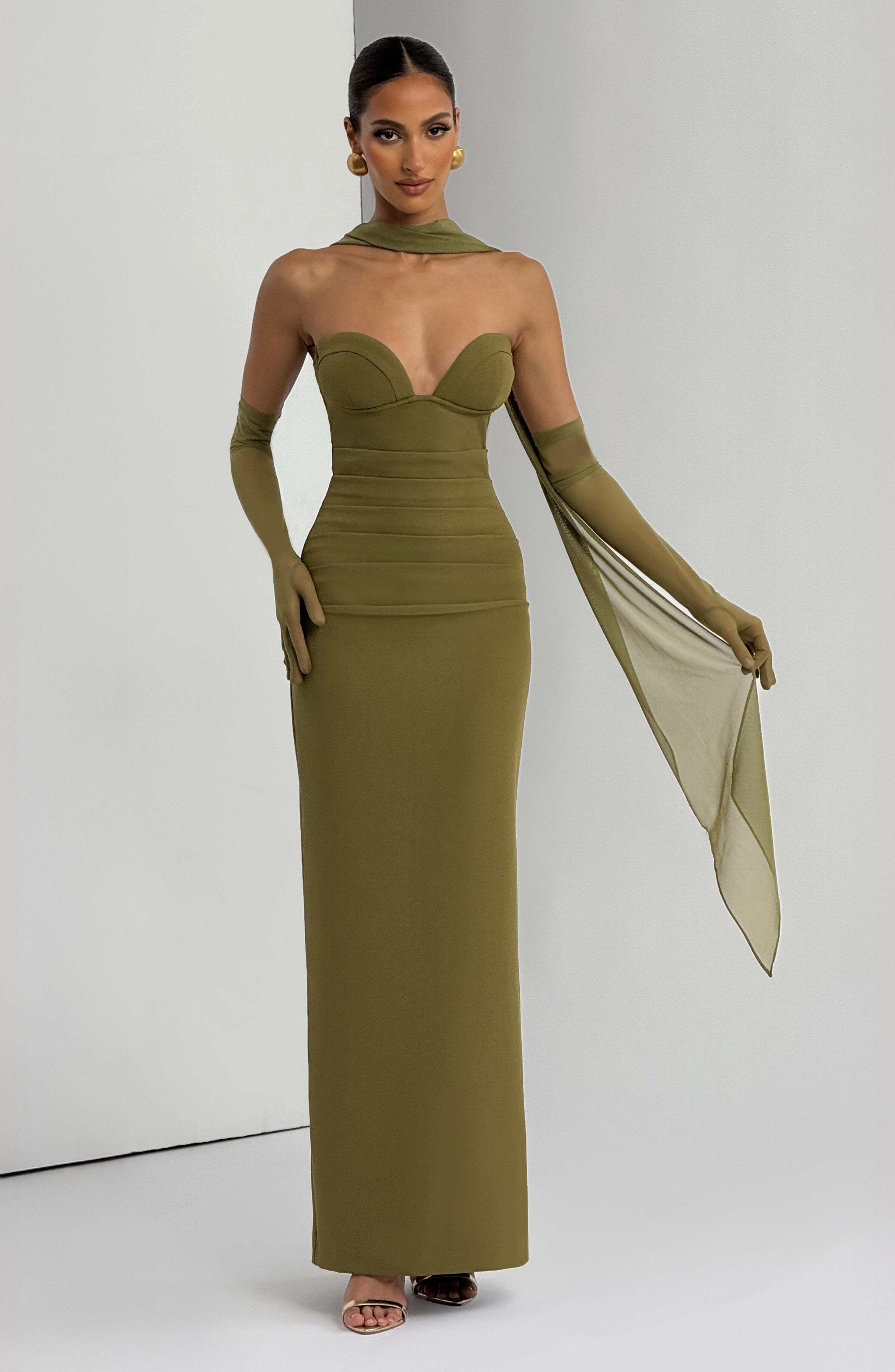 Lindsey Maxi Dress - Deep Olive - Image 7