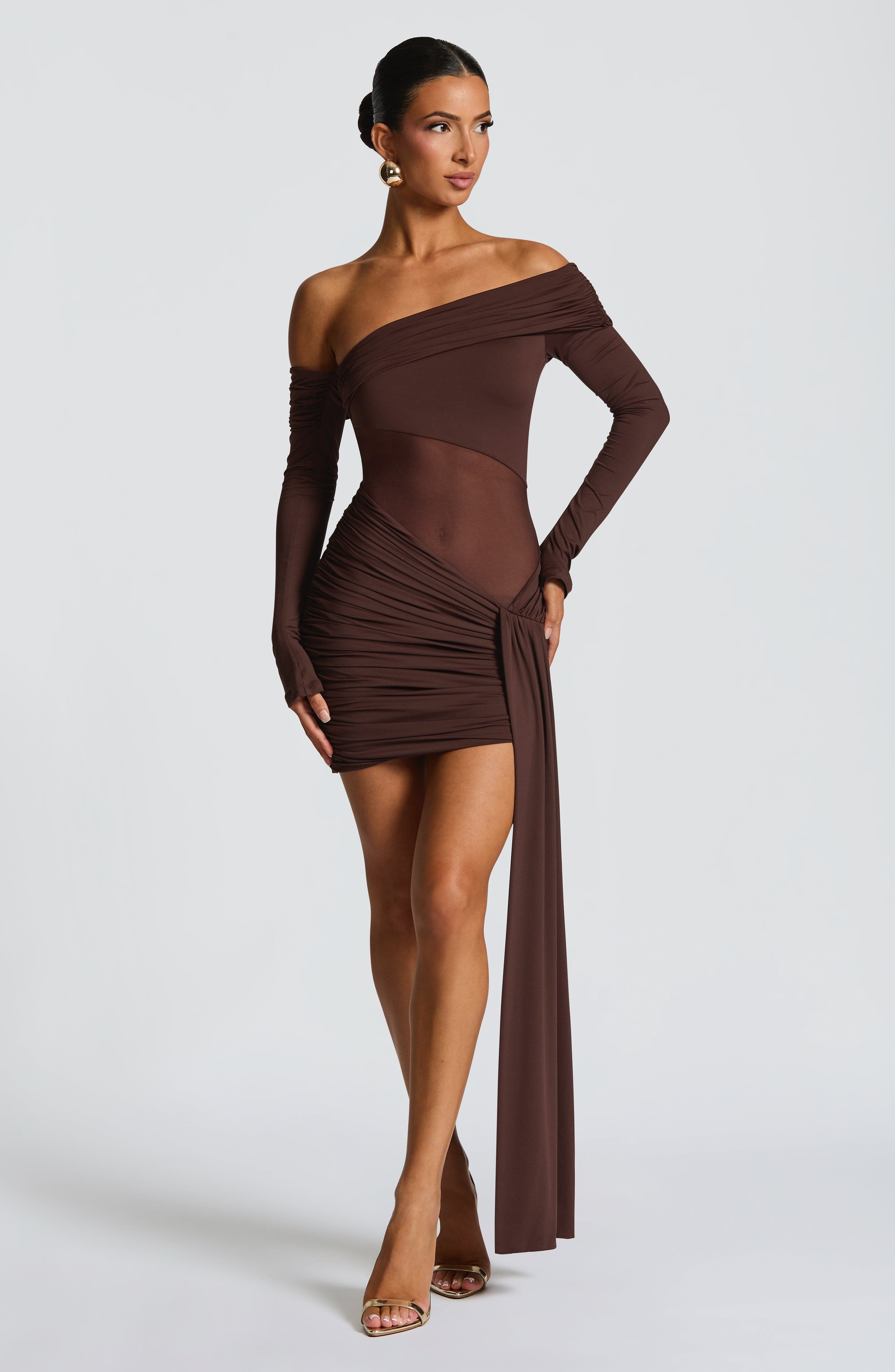 Mavra Mini Dress - Plum Brown - Image 4