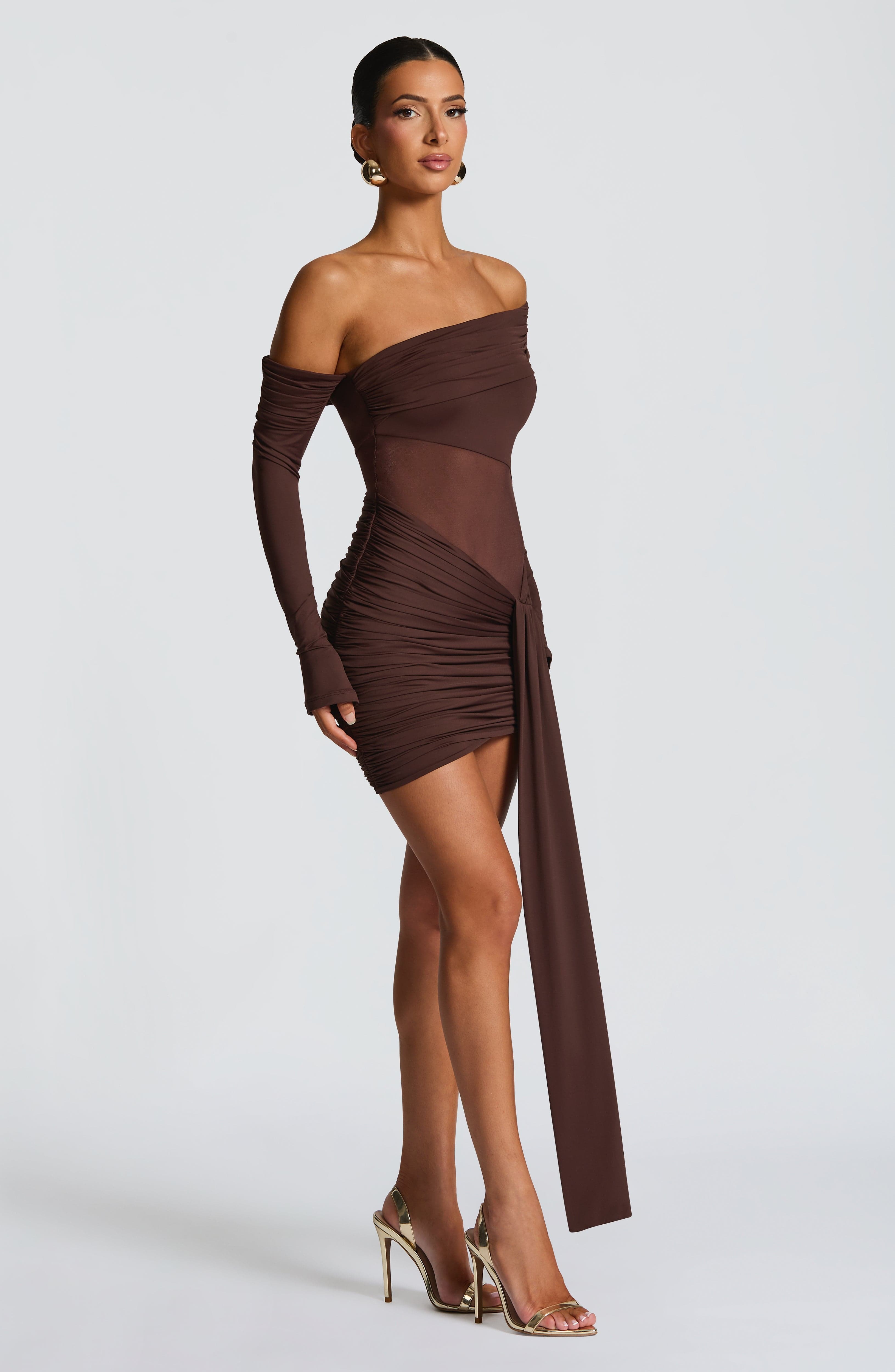 Mavra Mini Dress - Plum Brown - Image 11