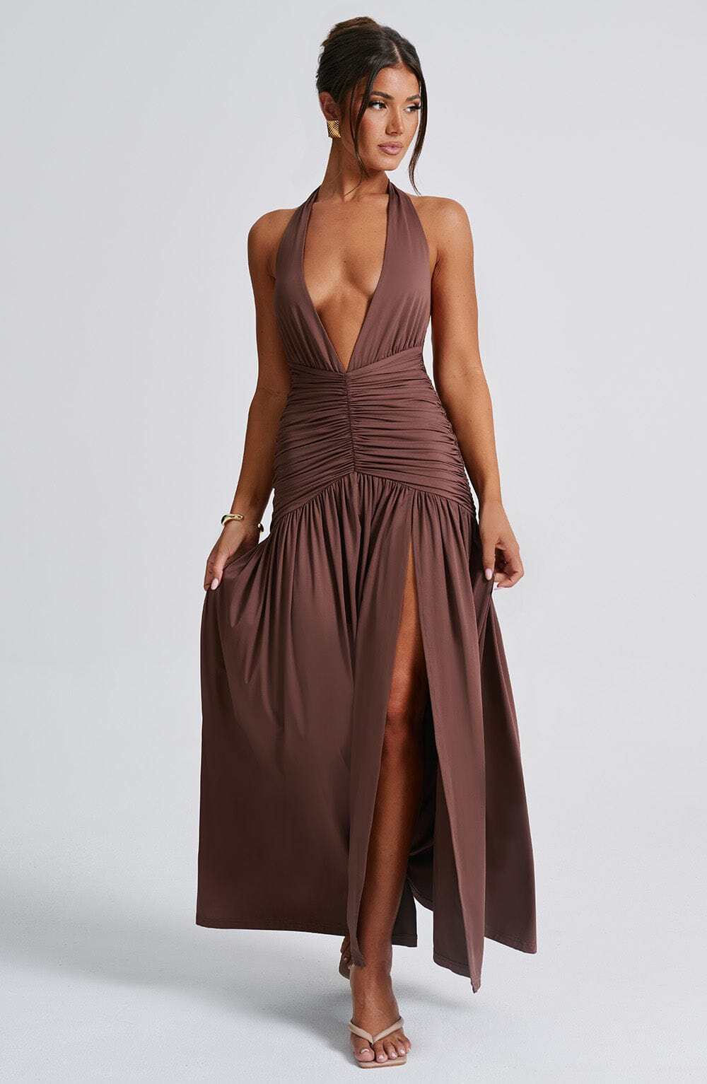 Melania Maxi Dress - Chocolate - Image 2