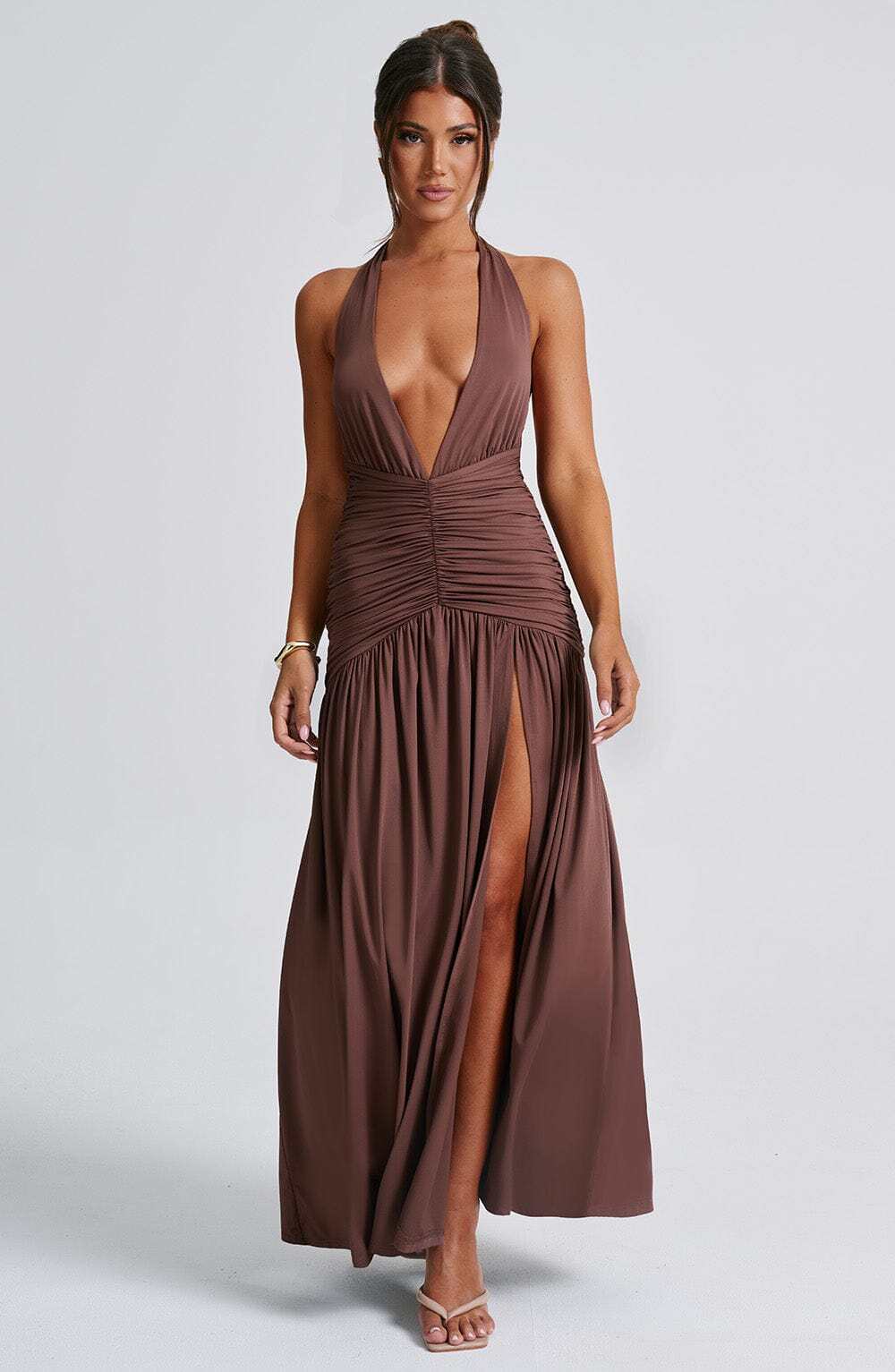 Melania Maxi Dress - Chocolate - Image 10