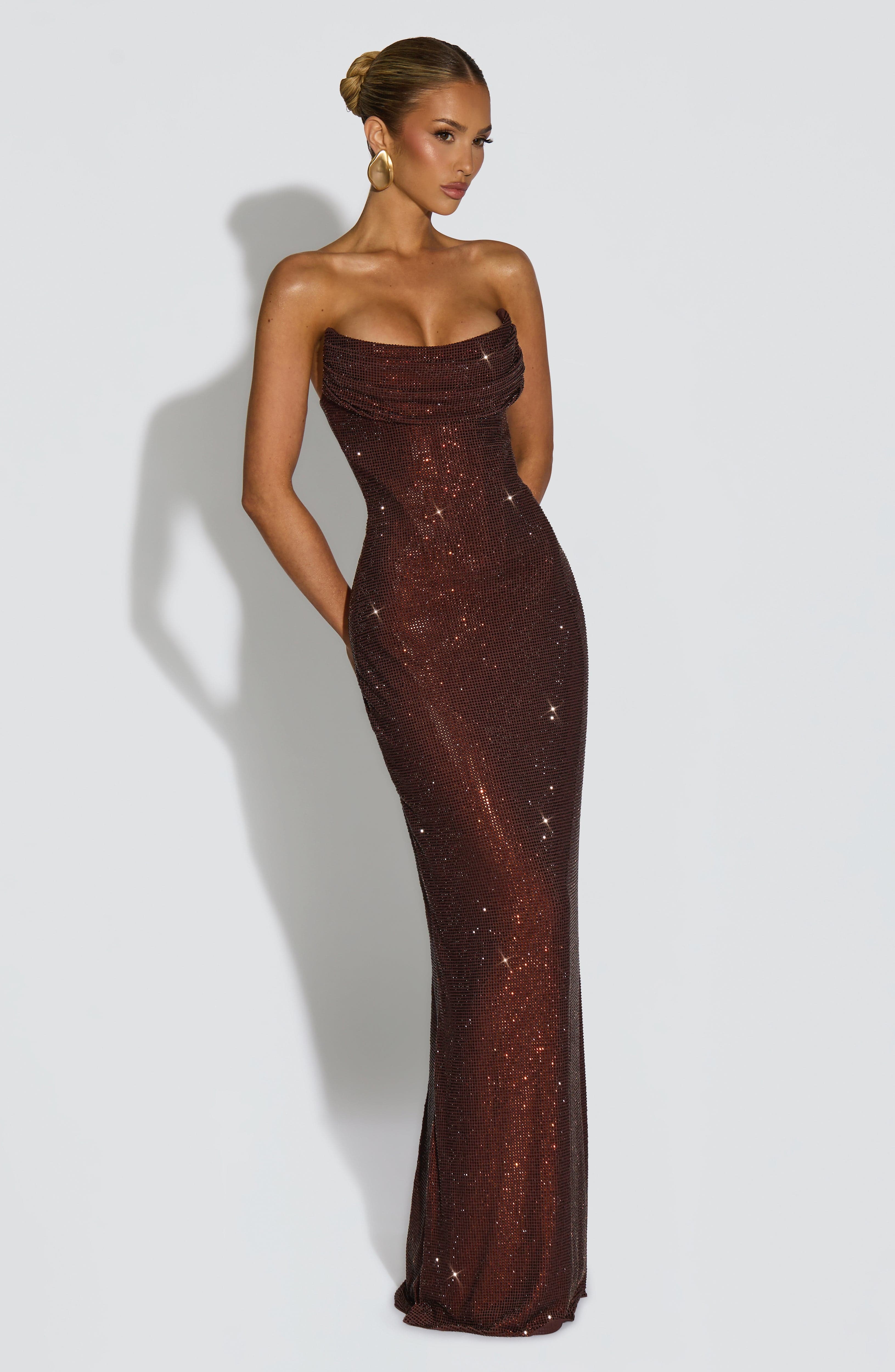 Mirabella Maxi Dress - Plum Brown - Image 8