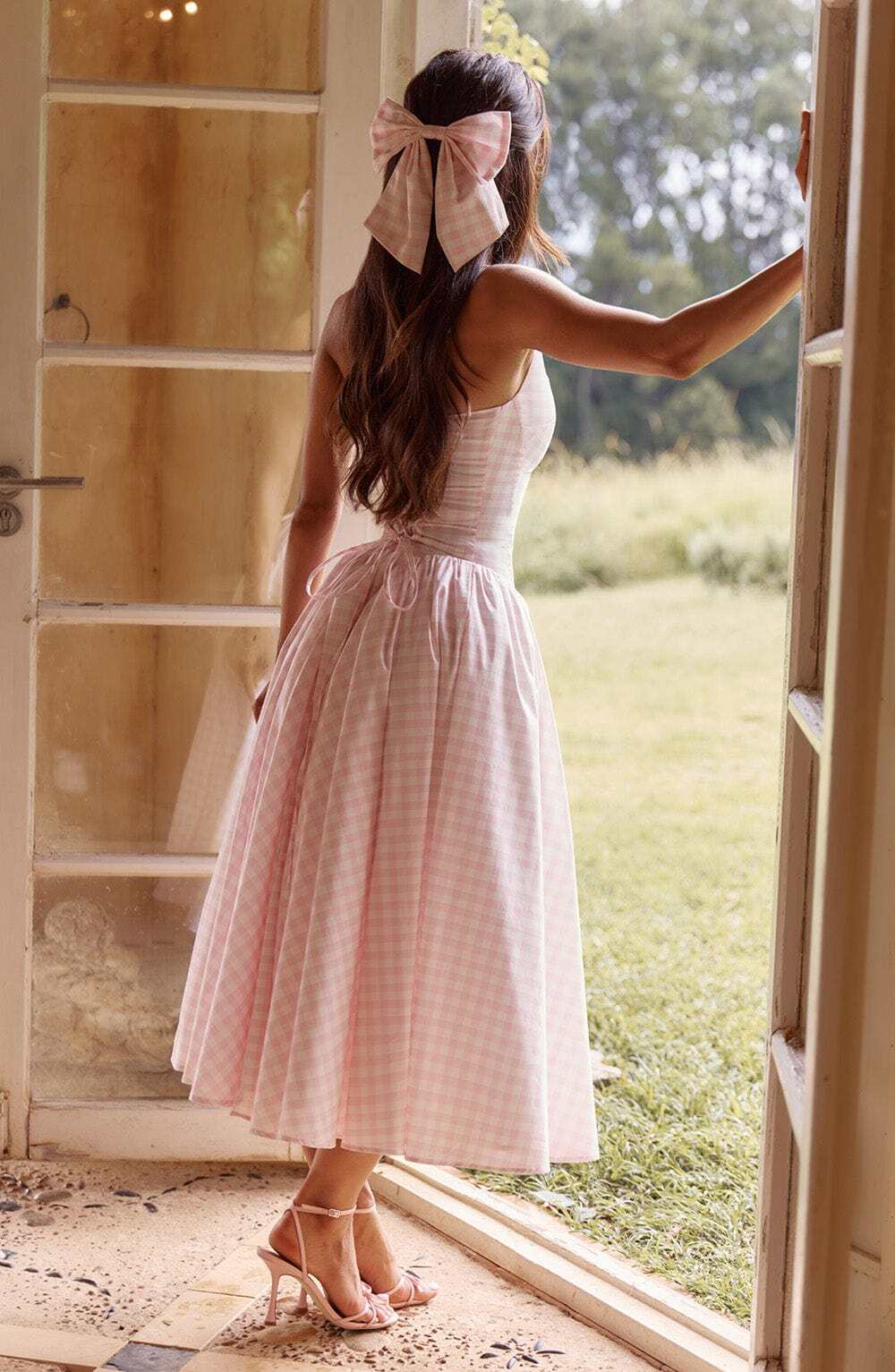 Mitzi Bow - Blush Gingham - Image 5