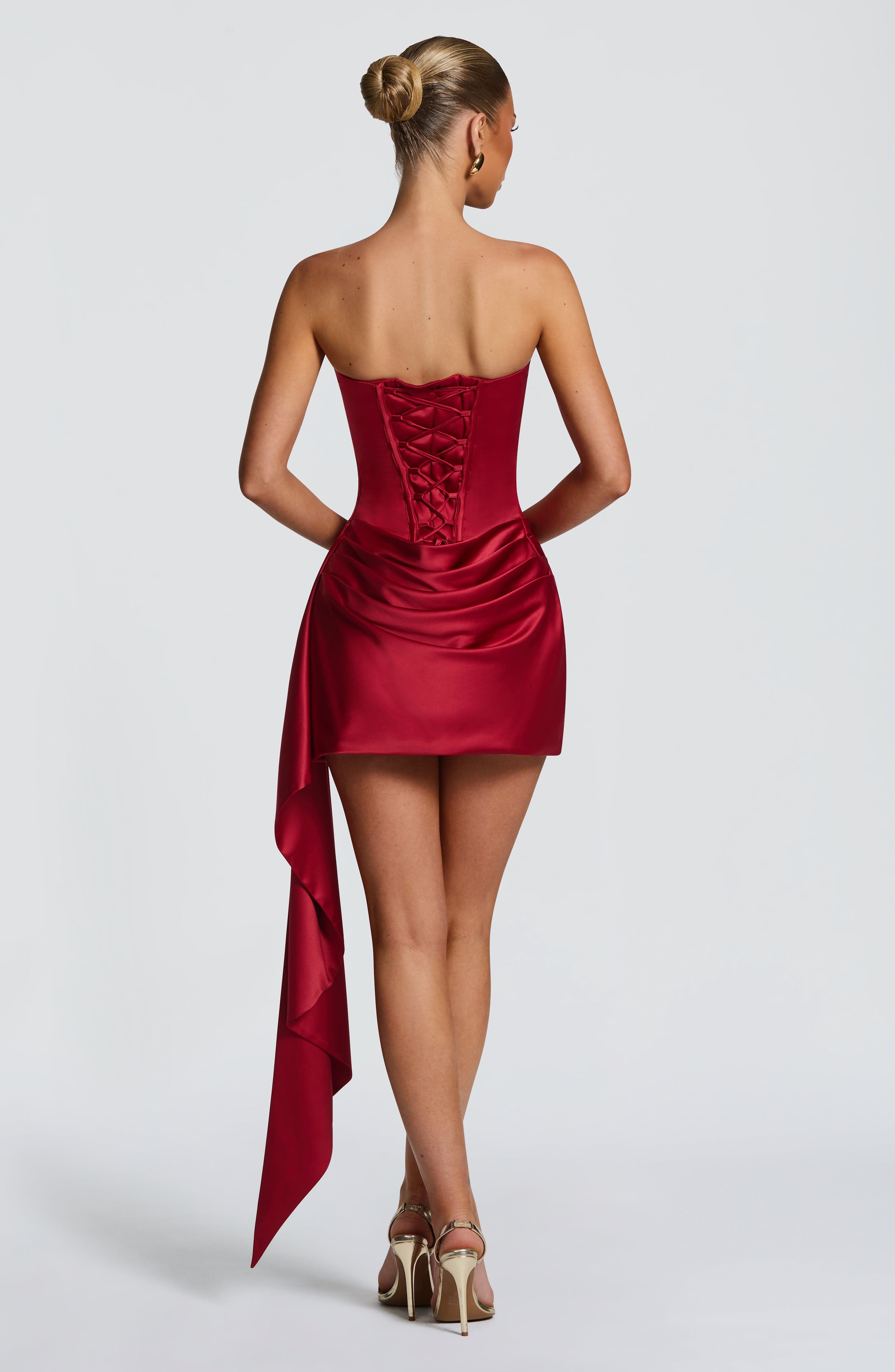 Mona Mini Dress - Deep Red - Image 2