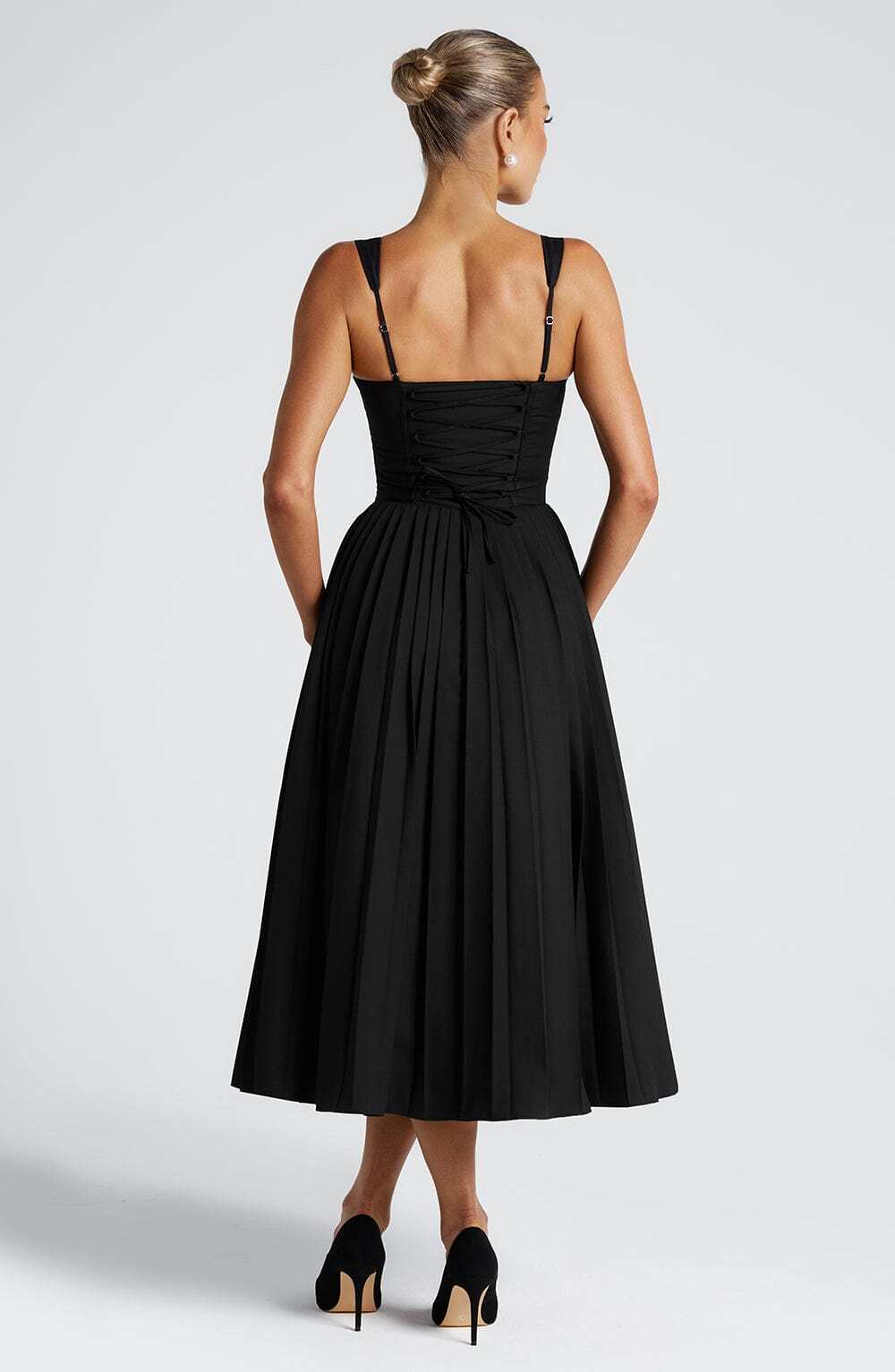 Natassia Midi Dress - Black/White - Image 3