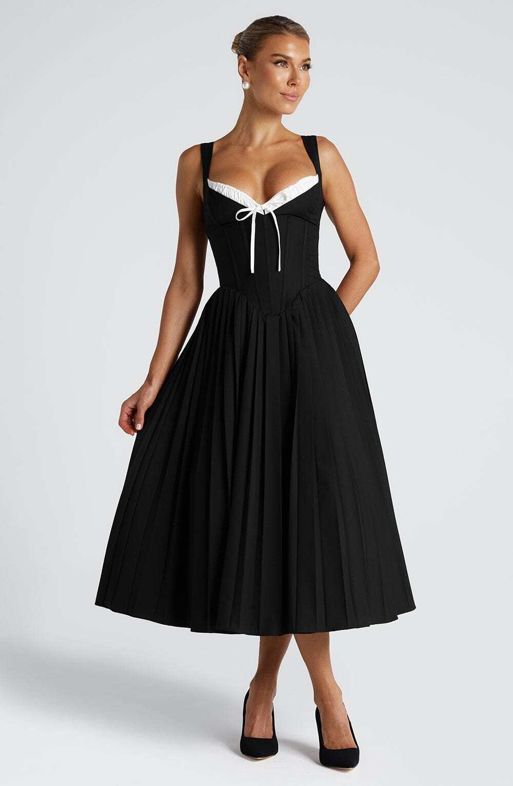 Natassia Midi Dress - Black/White - Image 2