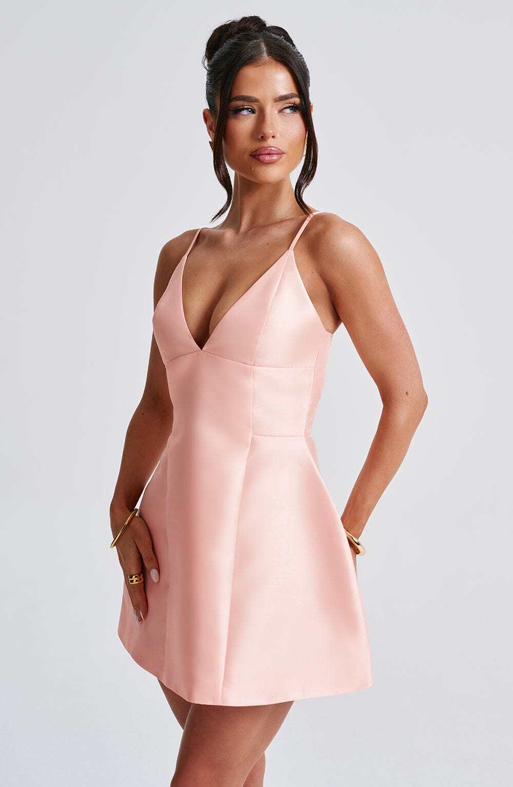 Nicole Mini Dress - Peach - Image 4